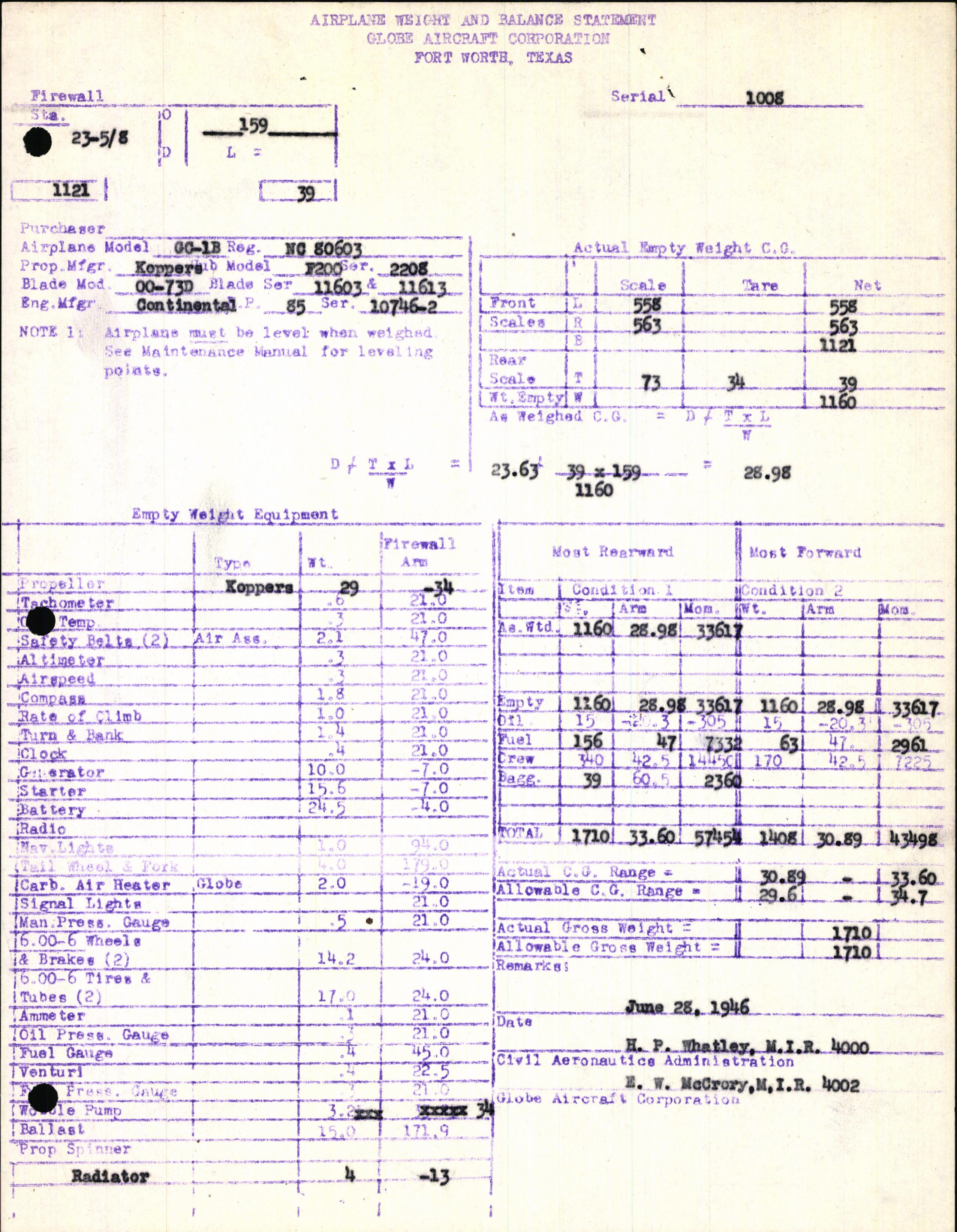 Sample page 7 from AirCorps Library document: Technical Information for Serial Number 1008