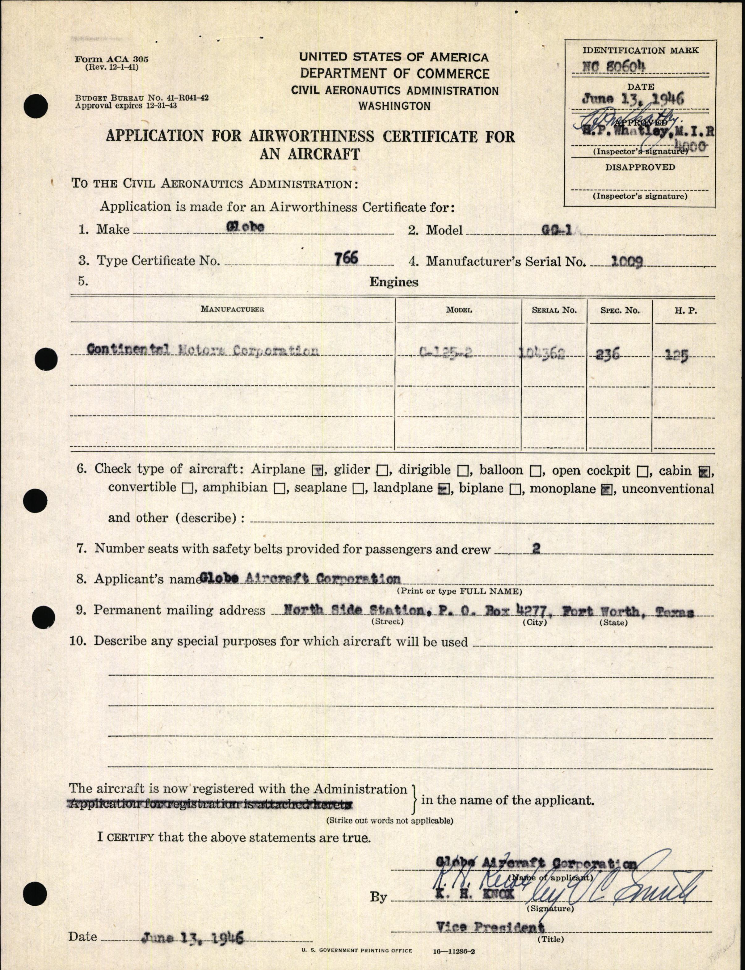 Sample page 5 from AirCorps Library document: Technical Information for Serial Number 1009