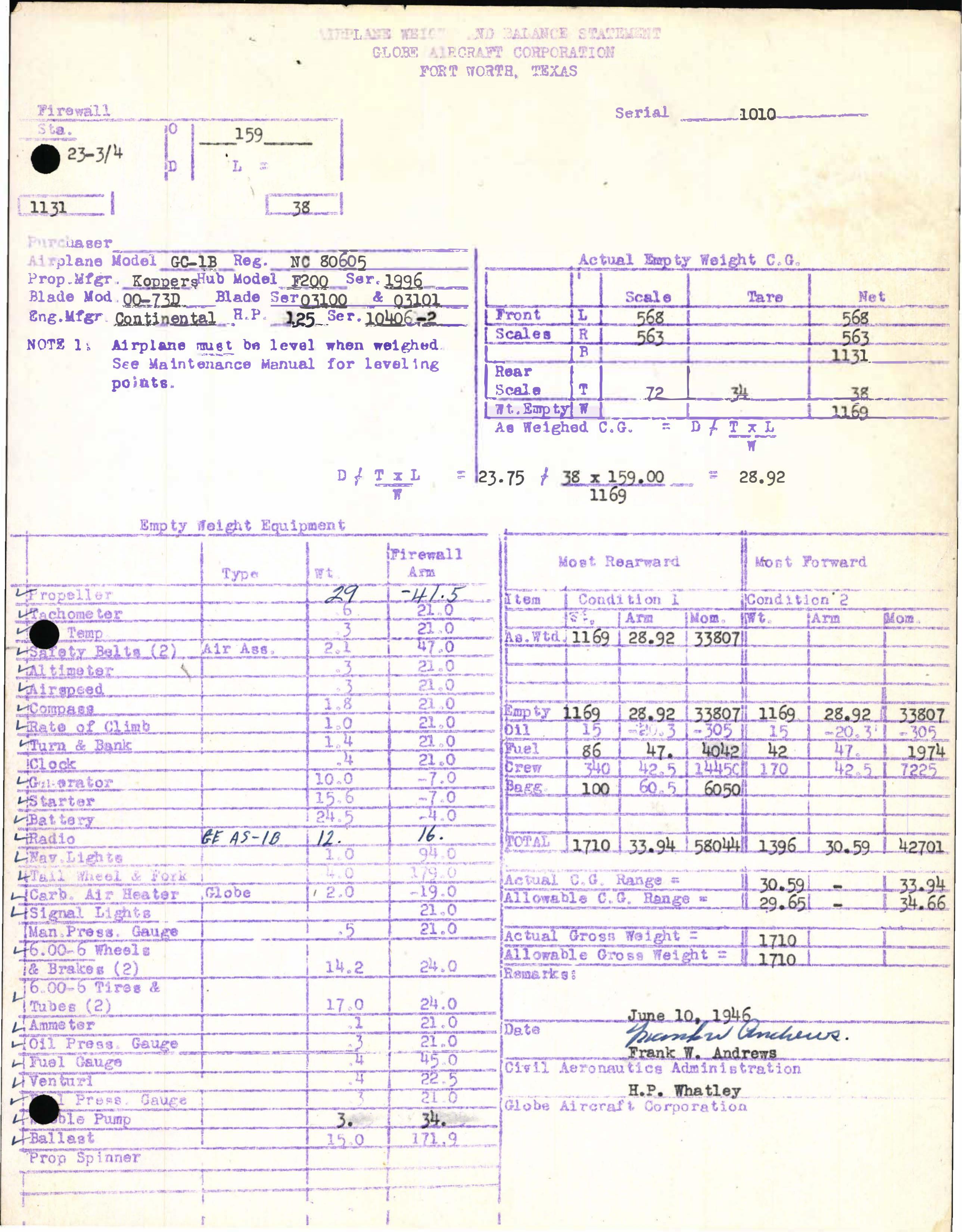 Sample page 7 from AirCorps Library document: Technical Information for Serial Number 1010