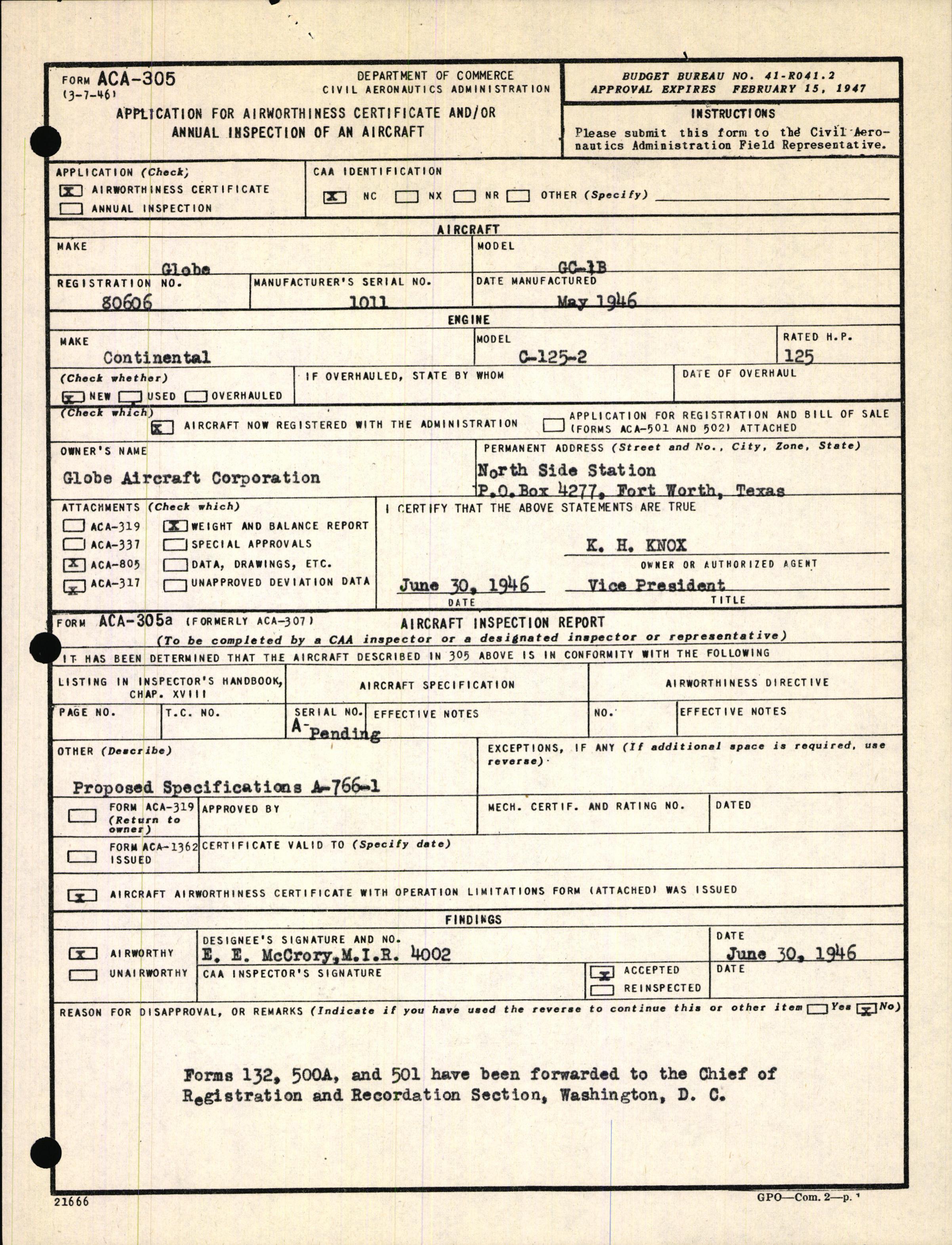 Sample page 5 from AirCorps Library document: Technical Information for Serial Number 1011