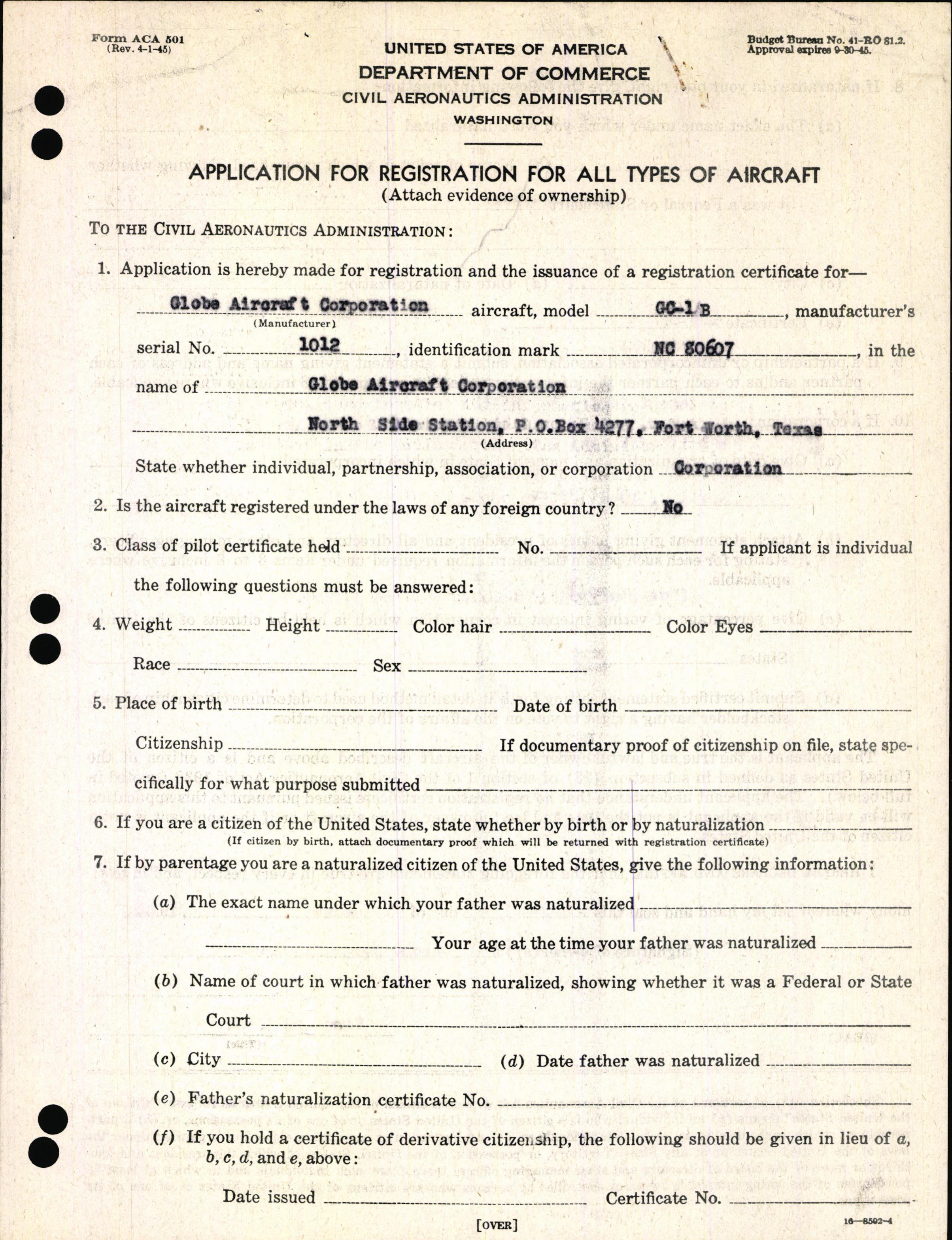 Sample page 3 from AirCorps Library document: Technical Information for Serial Number 1012