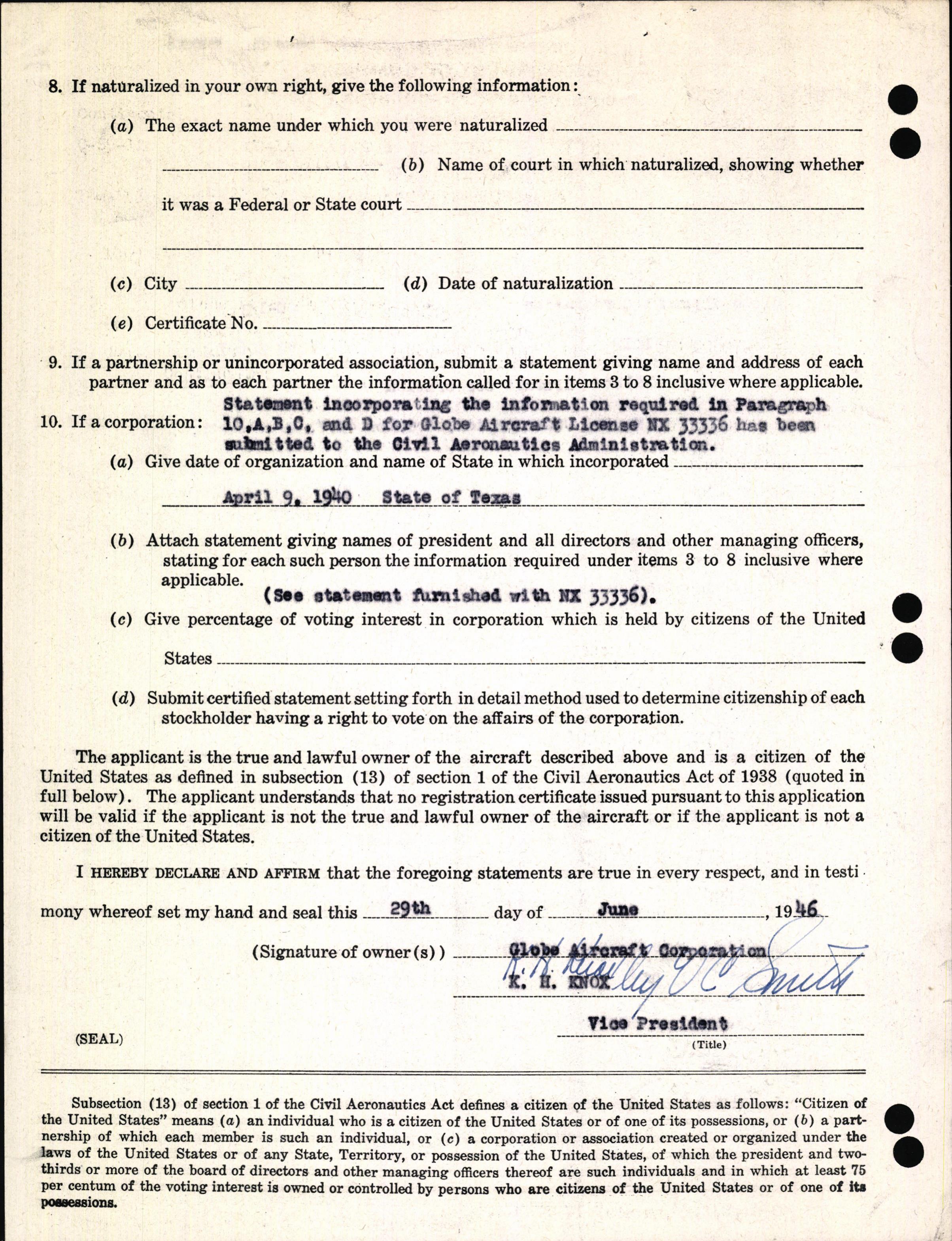 Sample page 4 from AirCorps Library document: Technical Information for Serial Number 1012