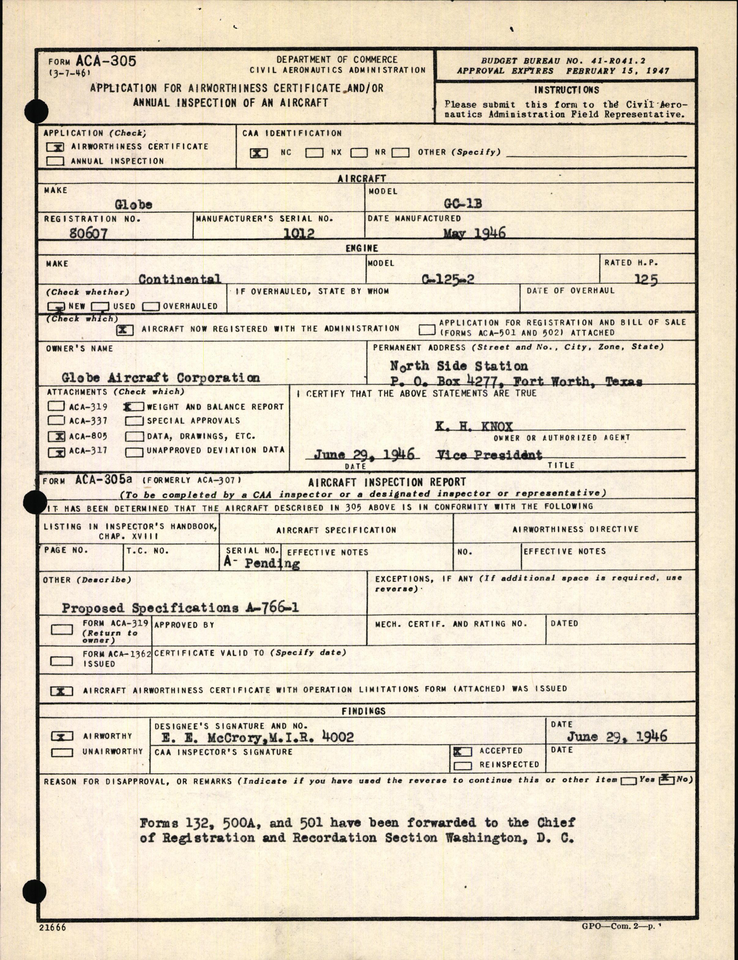 Sample page 5 from AirCorps Library document: Technical Information for Serial Number 1012