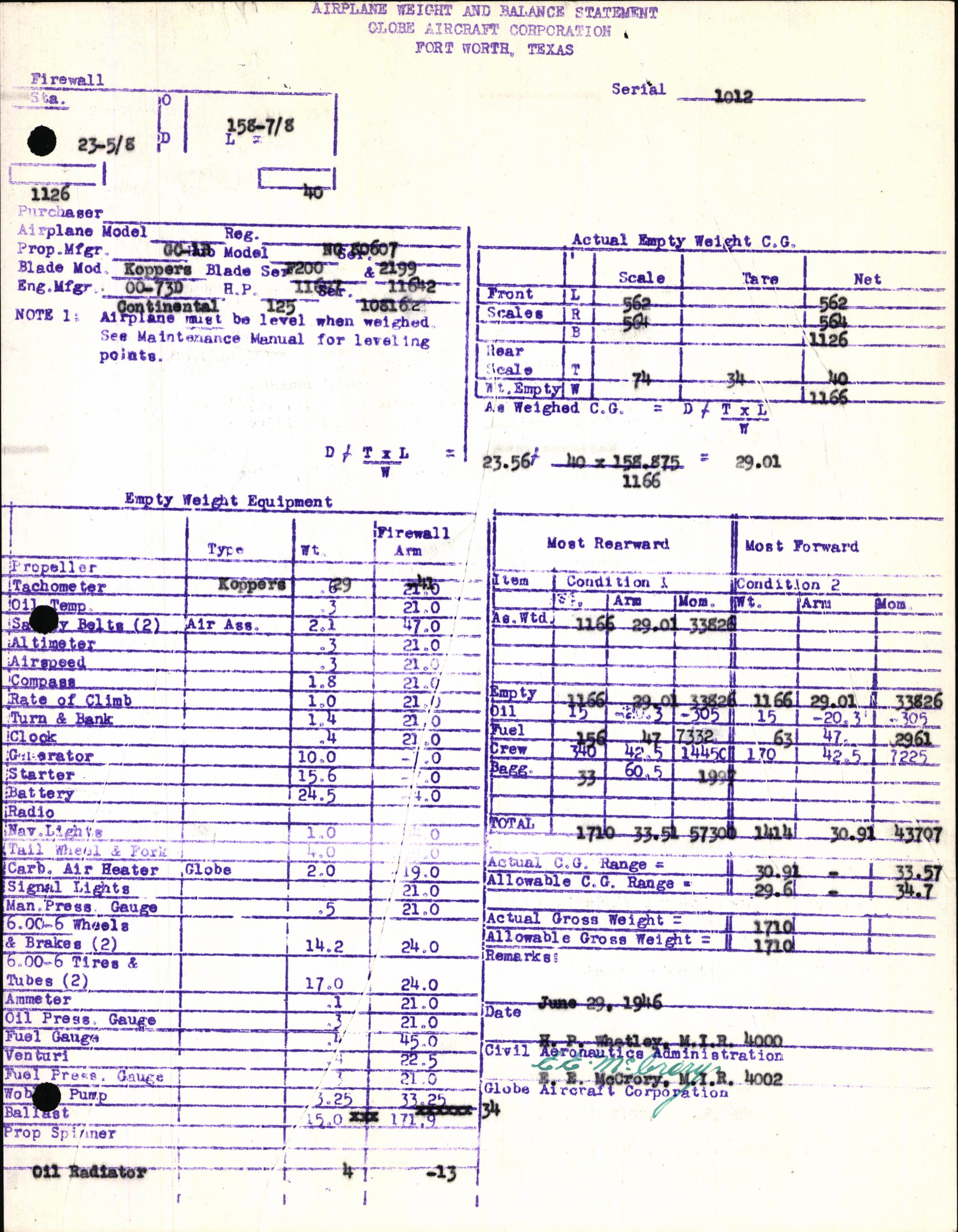 Sample page 7 from AirCorps Library document: Technical Information for Serial Number 1012