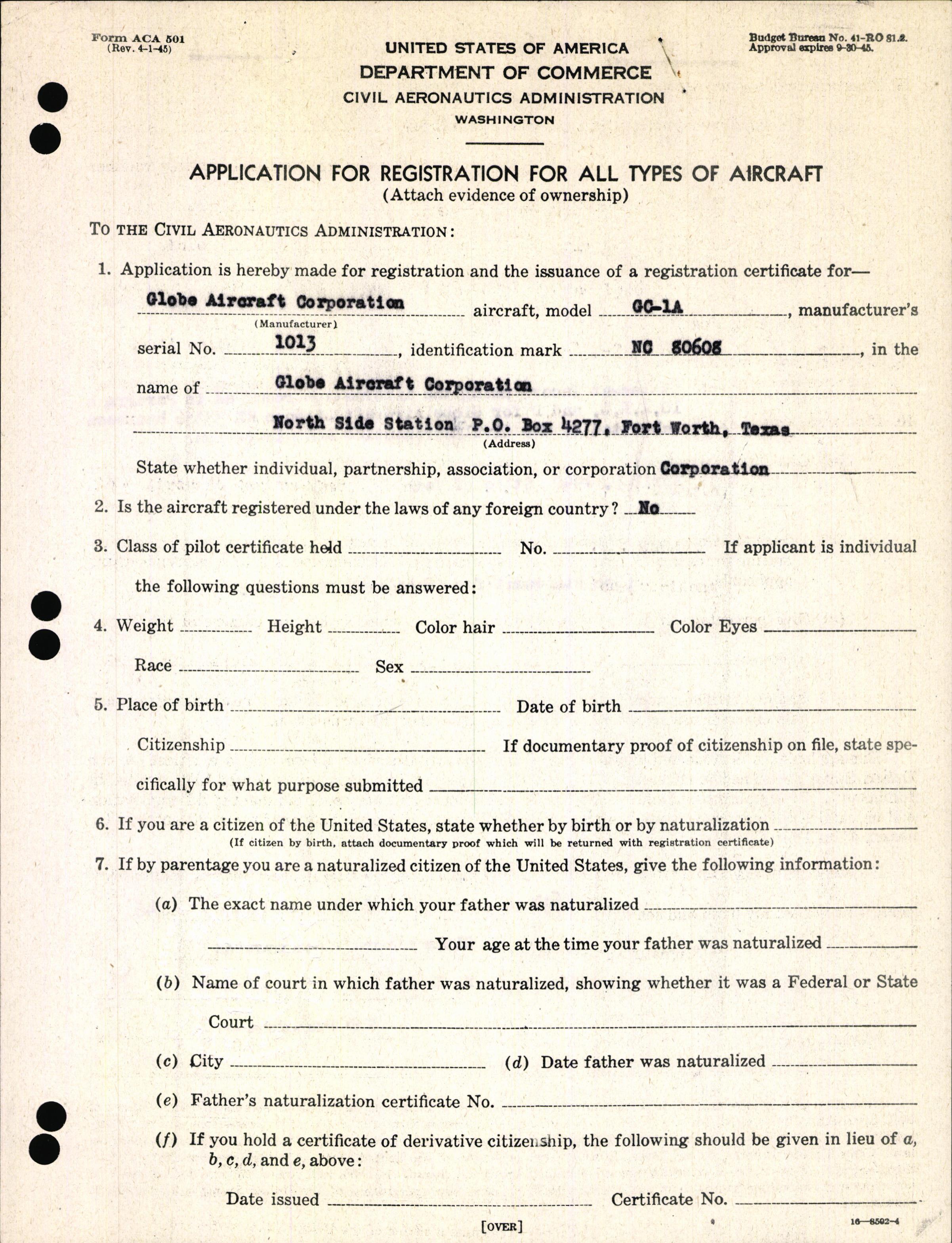 Sample page 3 from AirCorps Library document: Technical Information for Serial Number 1013