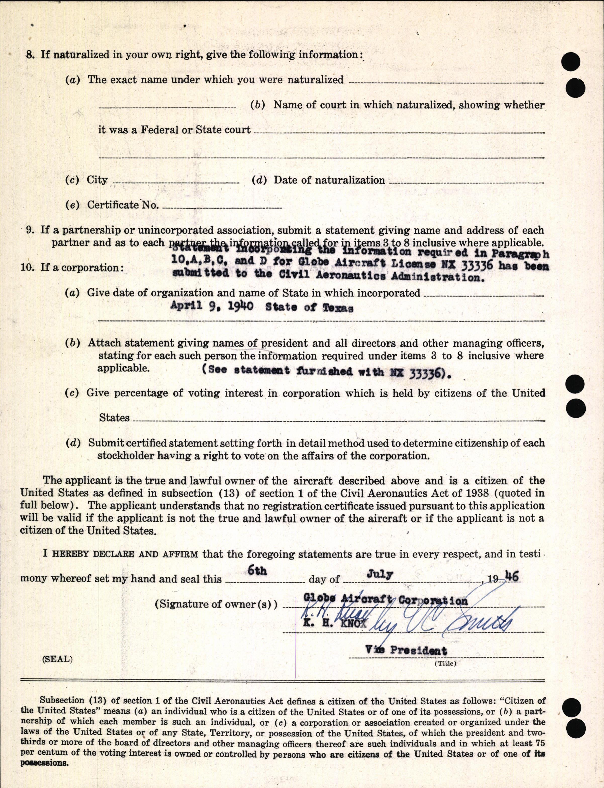 Sample page 4 from AirCorps Library document: Technical Information for Serial Number 1013