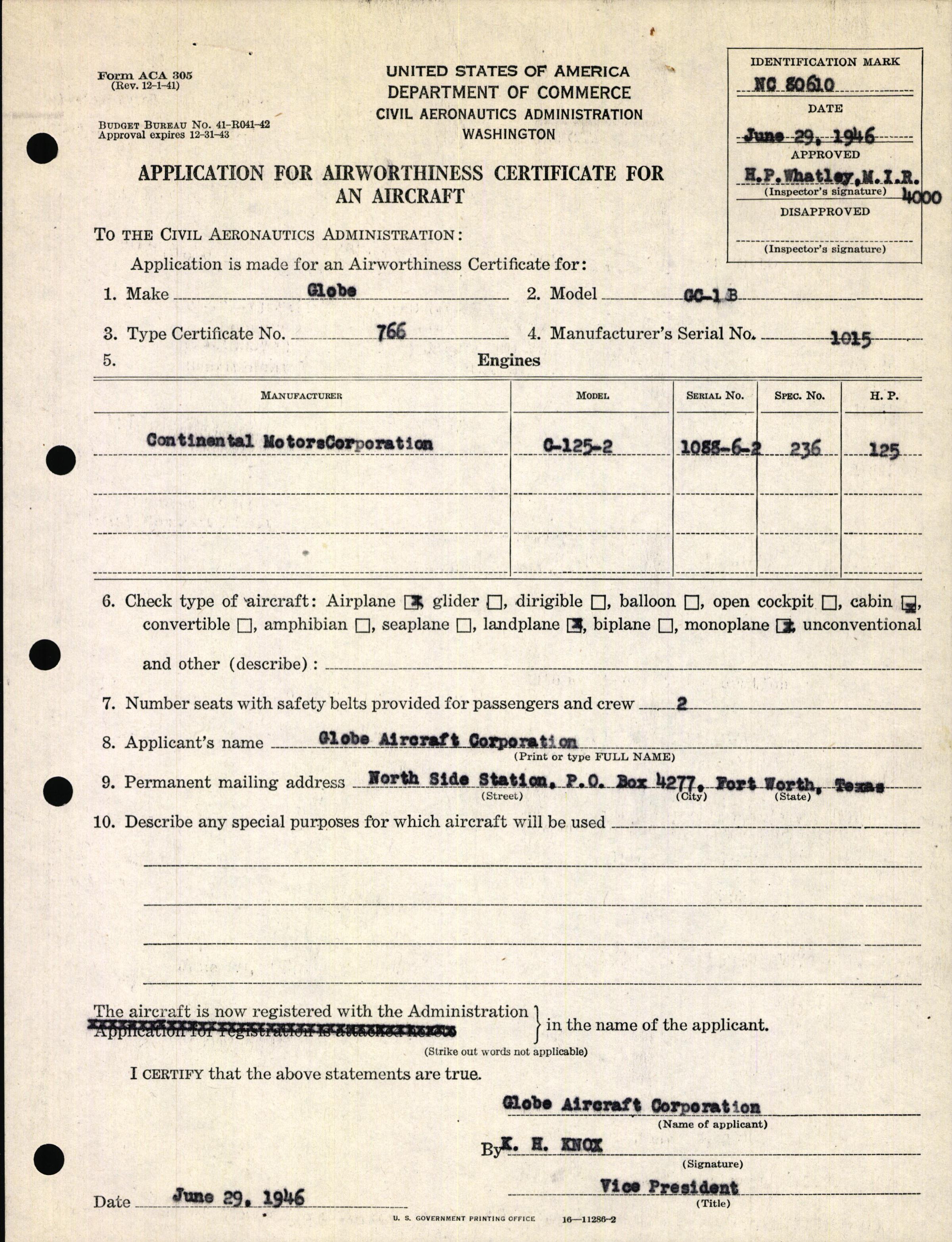 Sample page 3 from AirCorps Library document: Technical Information for Serial Number 1015