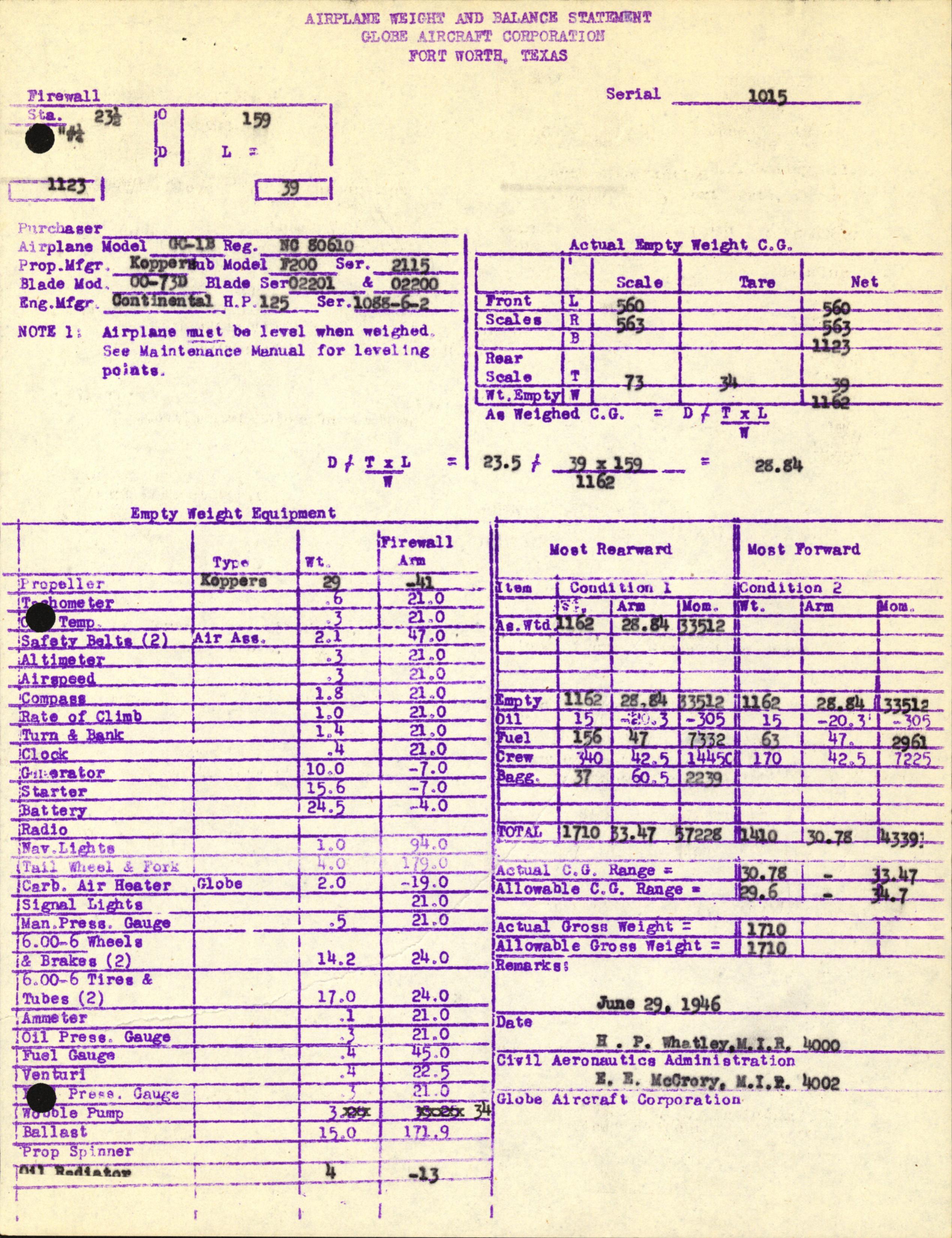 Sample page 7 from AirCorps Library document: Technical Information for Serial Number 1015