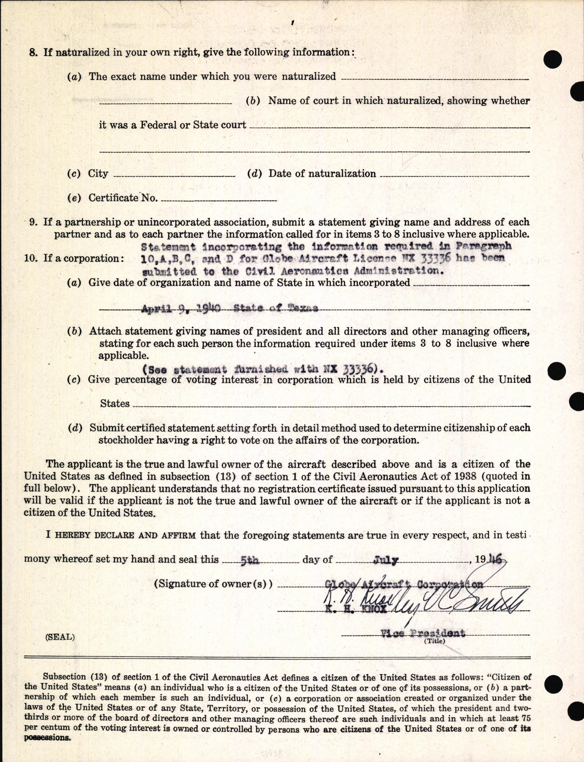 Sample page 4 from AirCorps Library document: Technical Information for Serial Number 1016