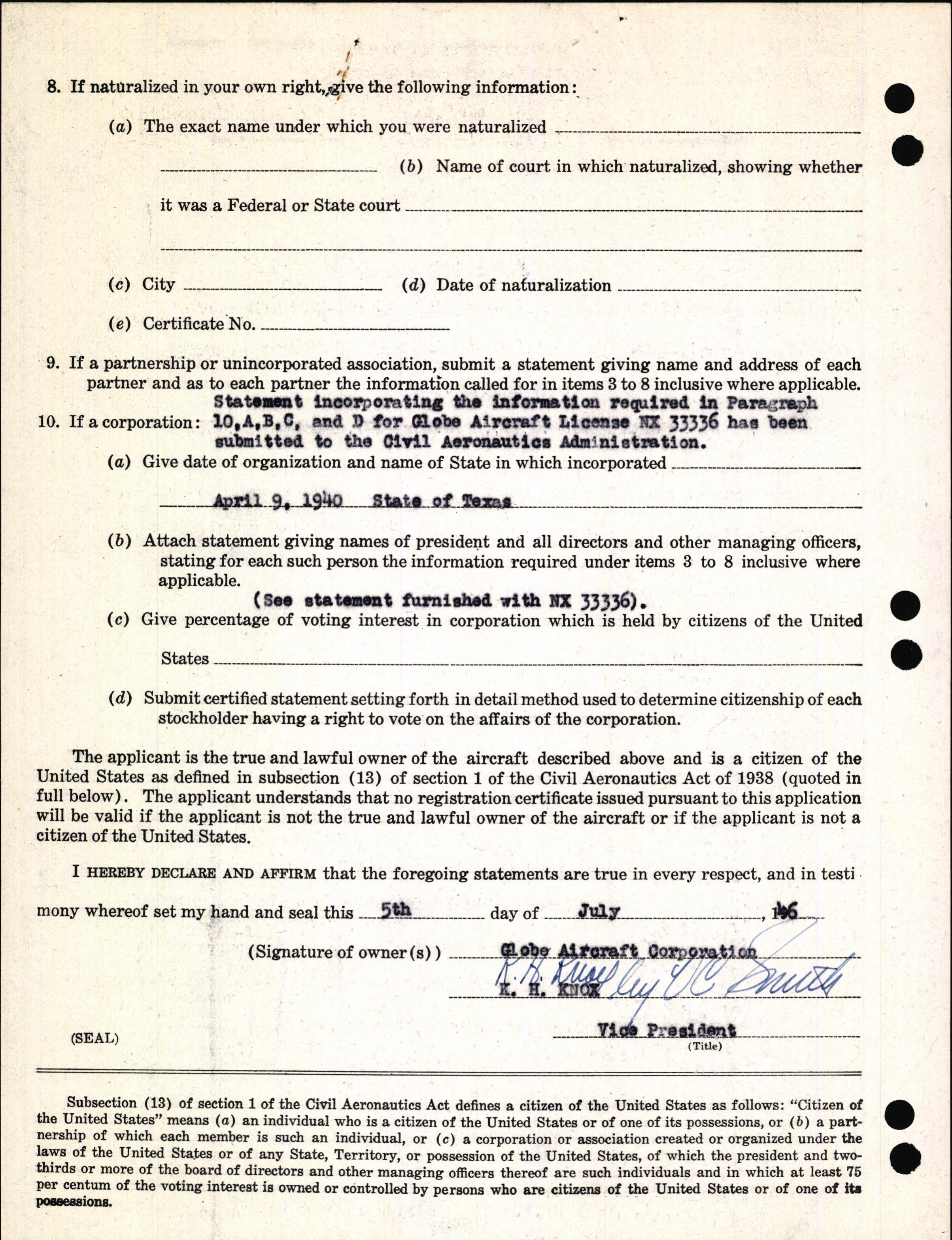 Sample page 4 from AirCorps Library document: Technical Information for Serial Number 1018