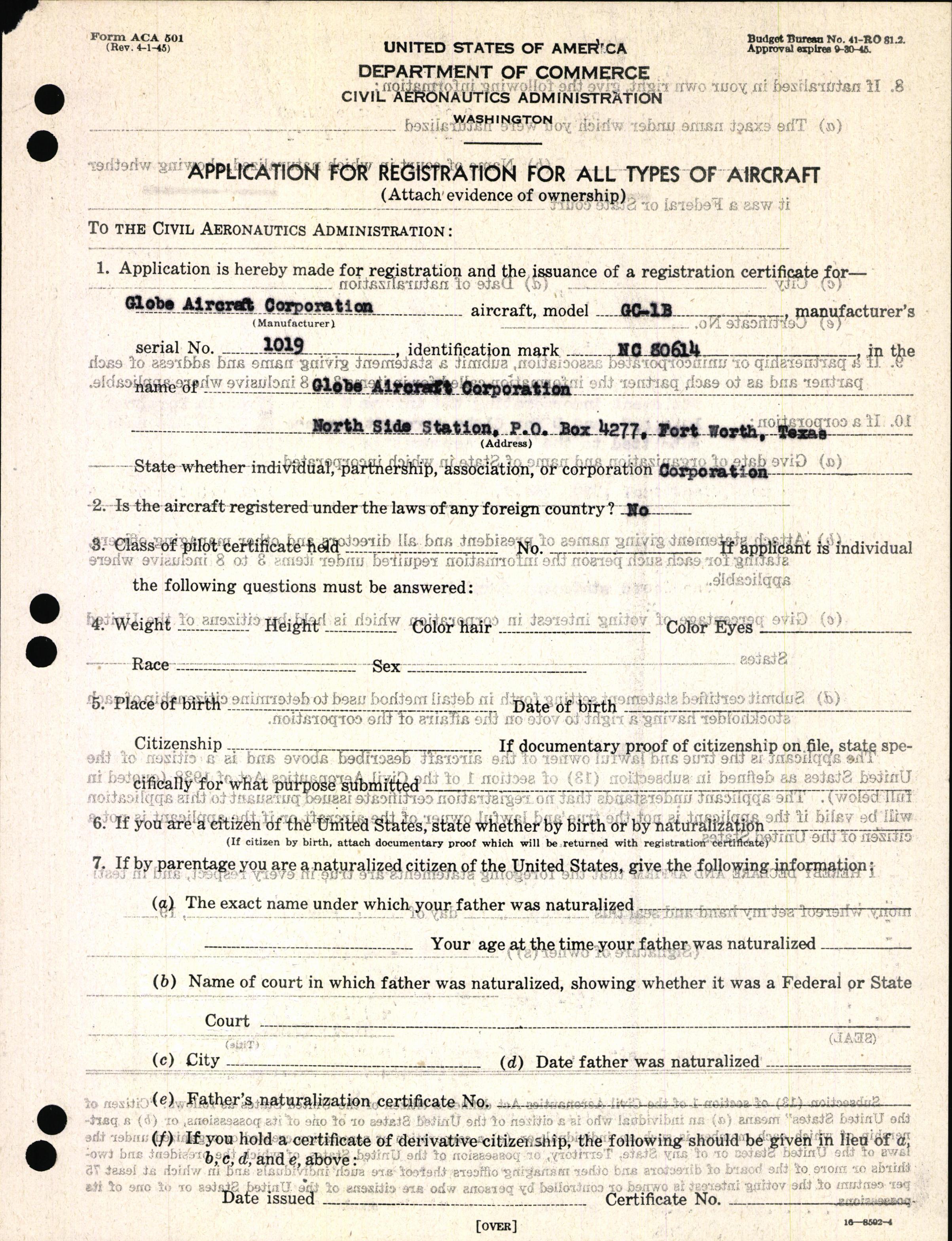 Sample page 3 from AirCorps Library document: Technical Information for Serial Number 1019