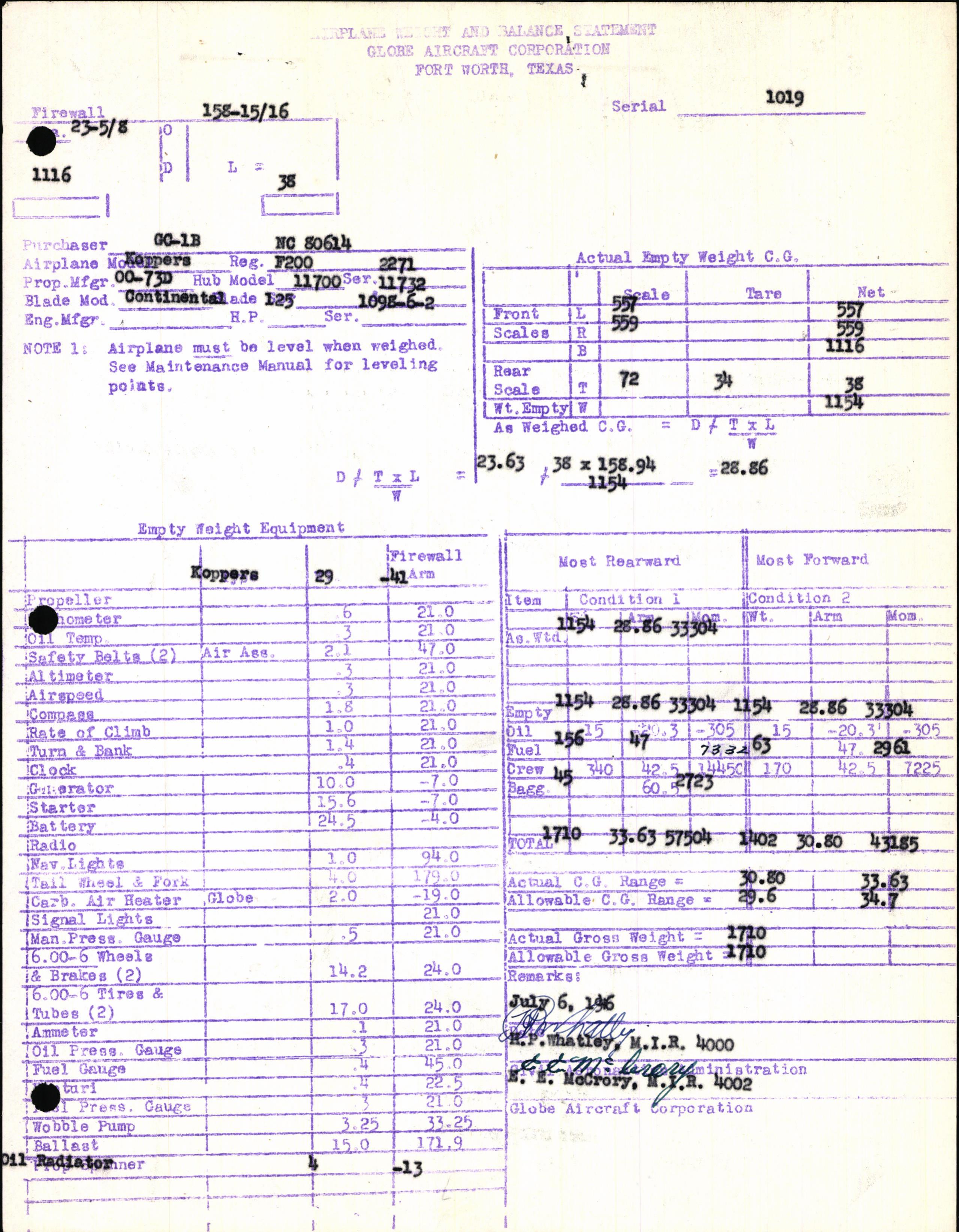 Sample page 7 from AirCorps Library document: Technical Information for Serial Number 1019