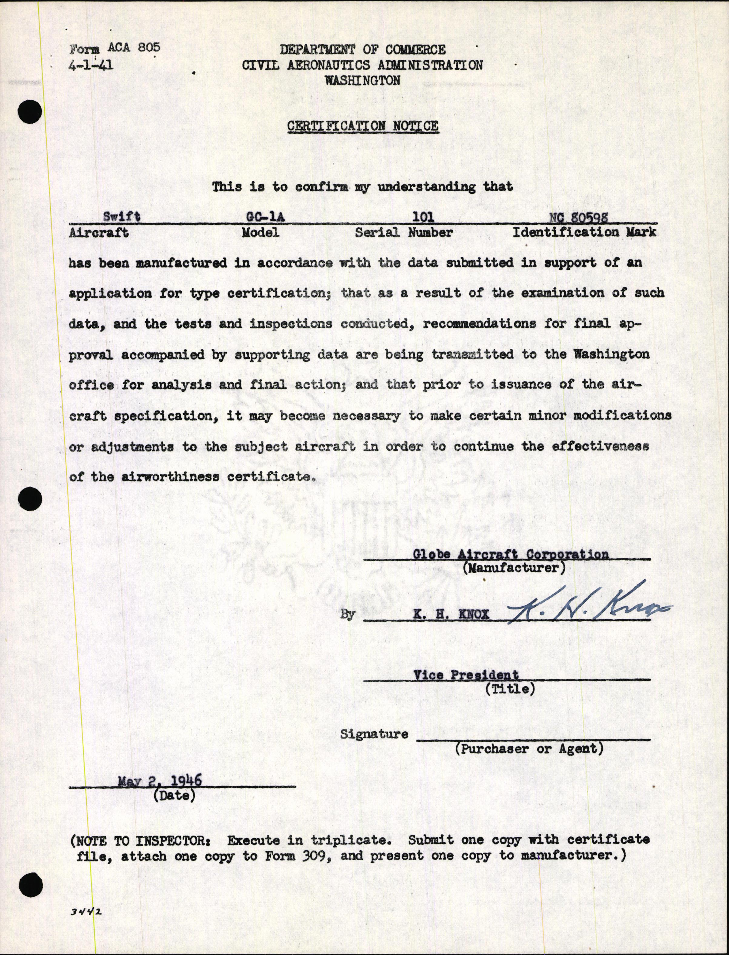 Sample page 11 from AirCorps Library document: Technical Information for Serial Number 101