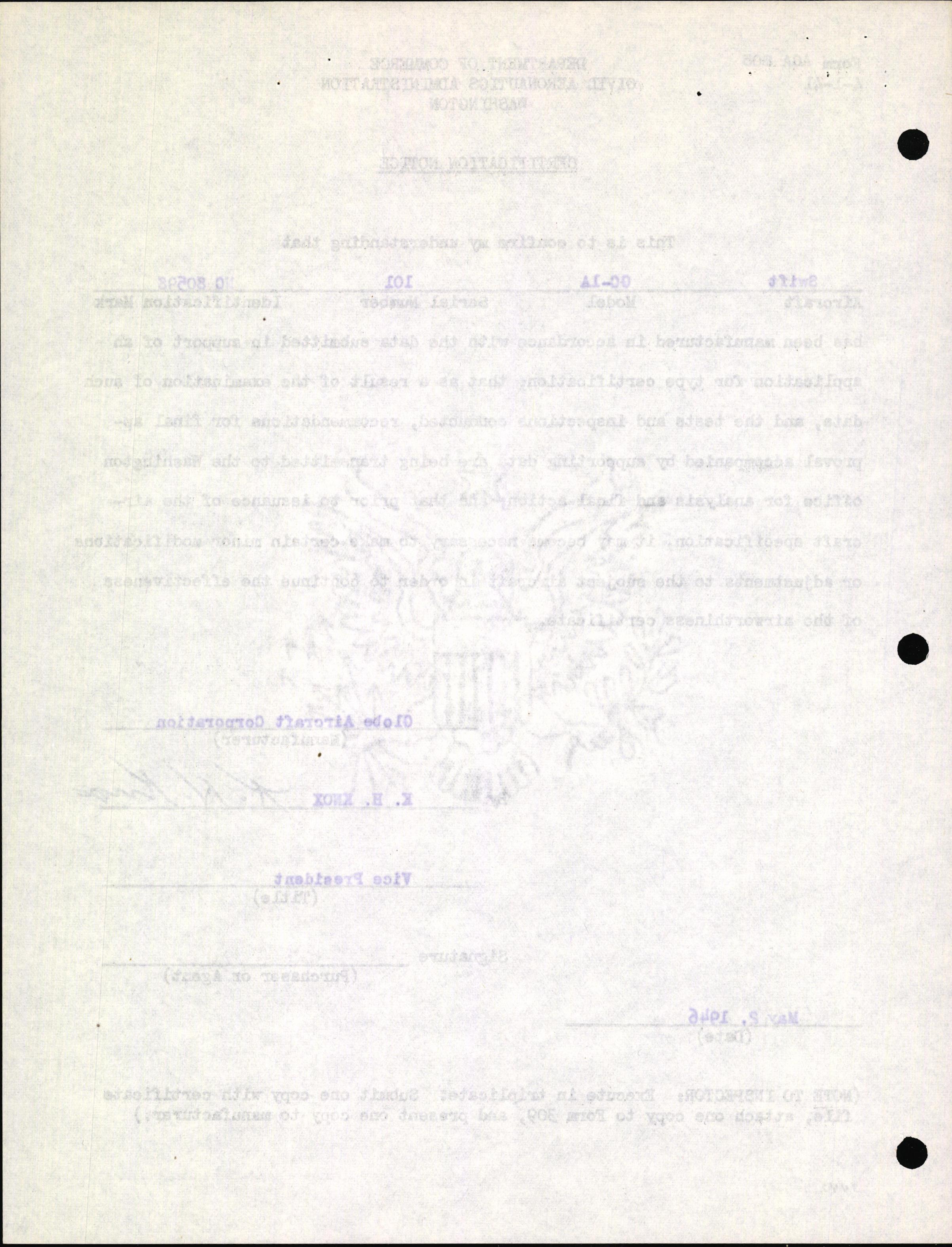 Sample page 12 from AirCorps Library document: Technical Information for Serial Number 101