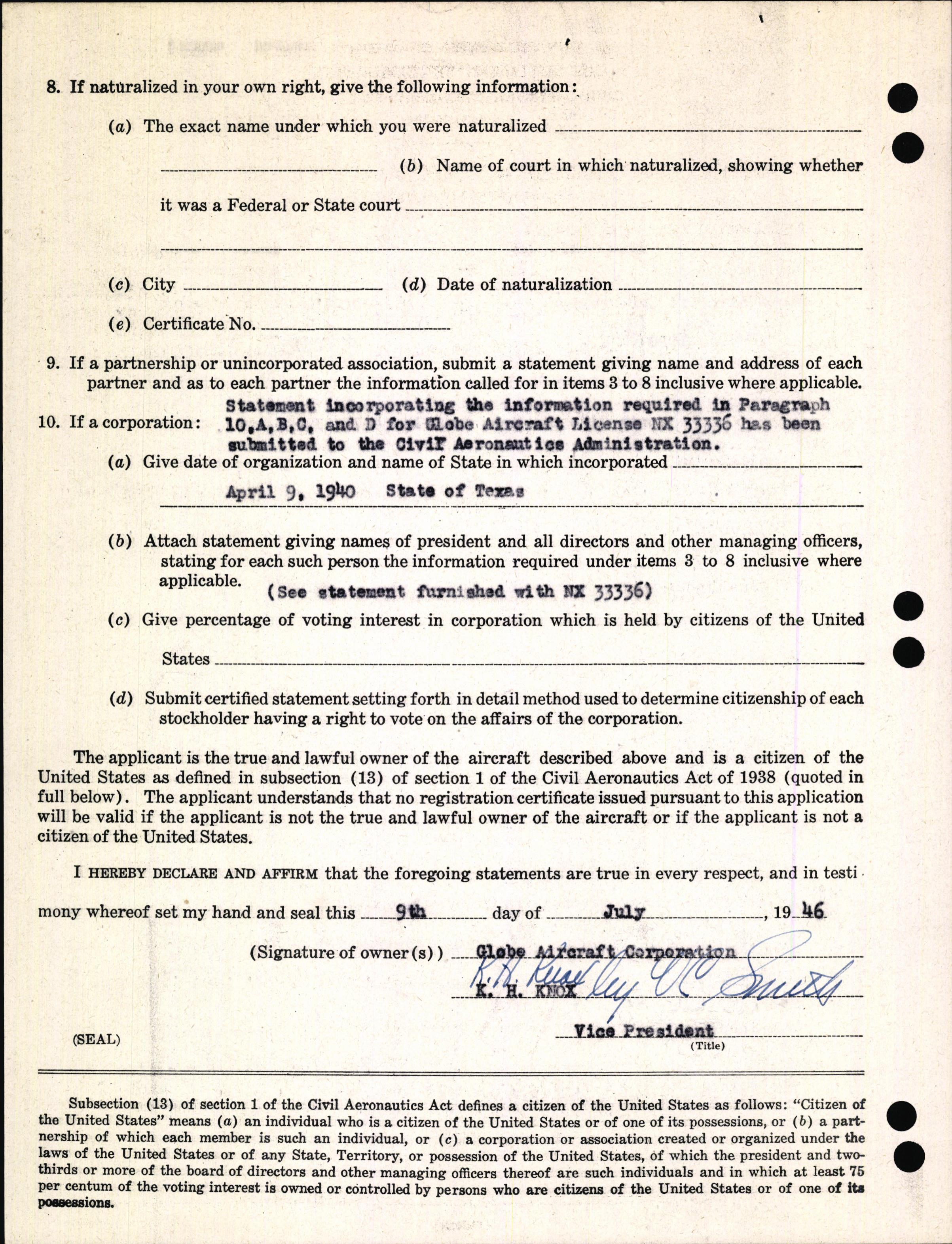 Sample page 4 from AirCorps Library document: Technical Information for Serial Number 1020