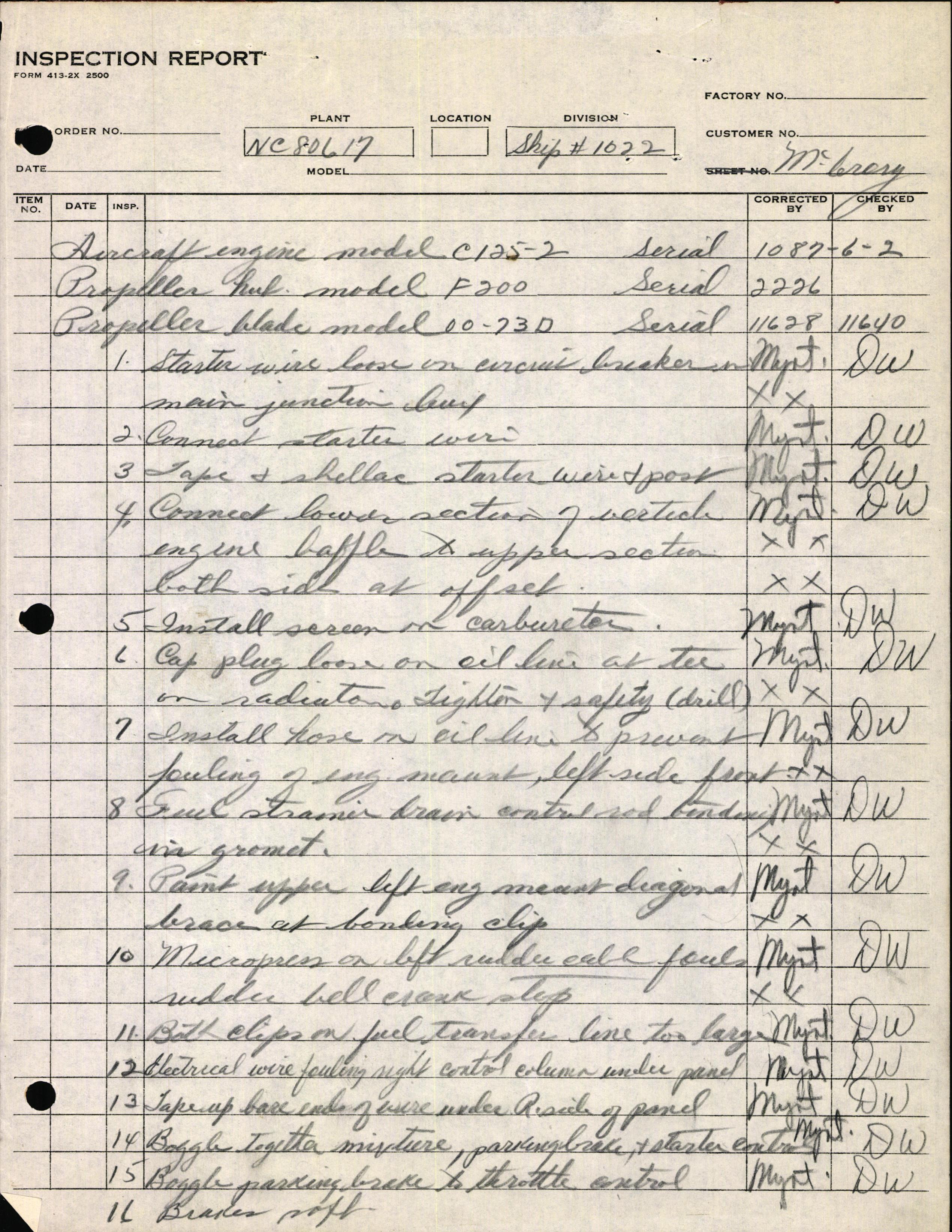 Sample page 7 from AirCorps Library document: Technical Information for Serial Number 1022