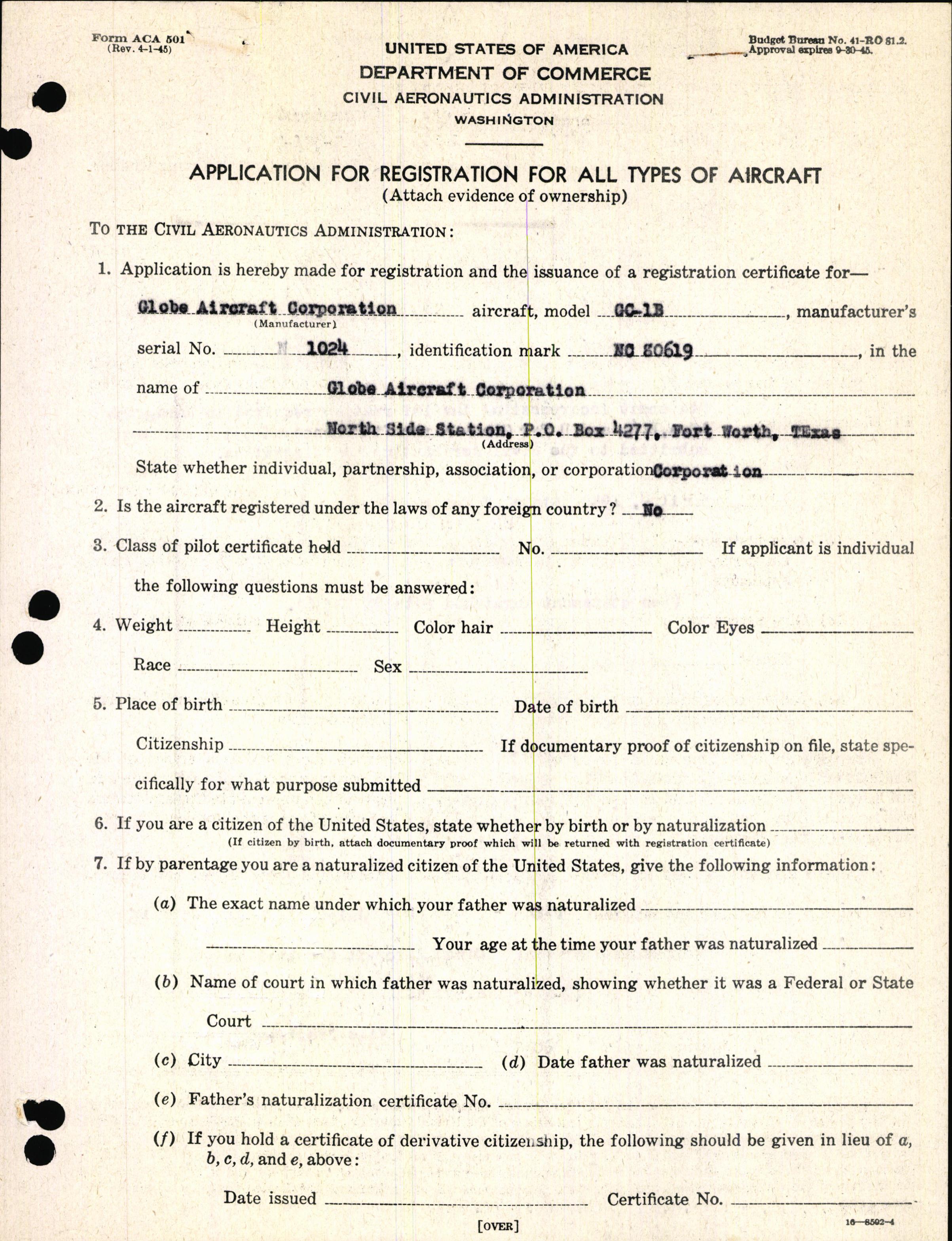 Sample page 3 from AirCorps Library document: Technical Information for Serial Number 1024