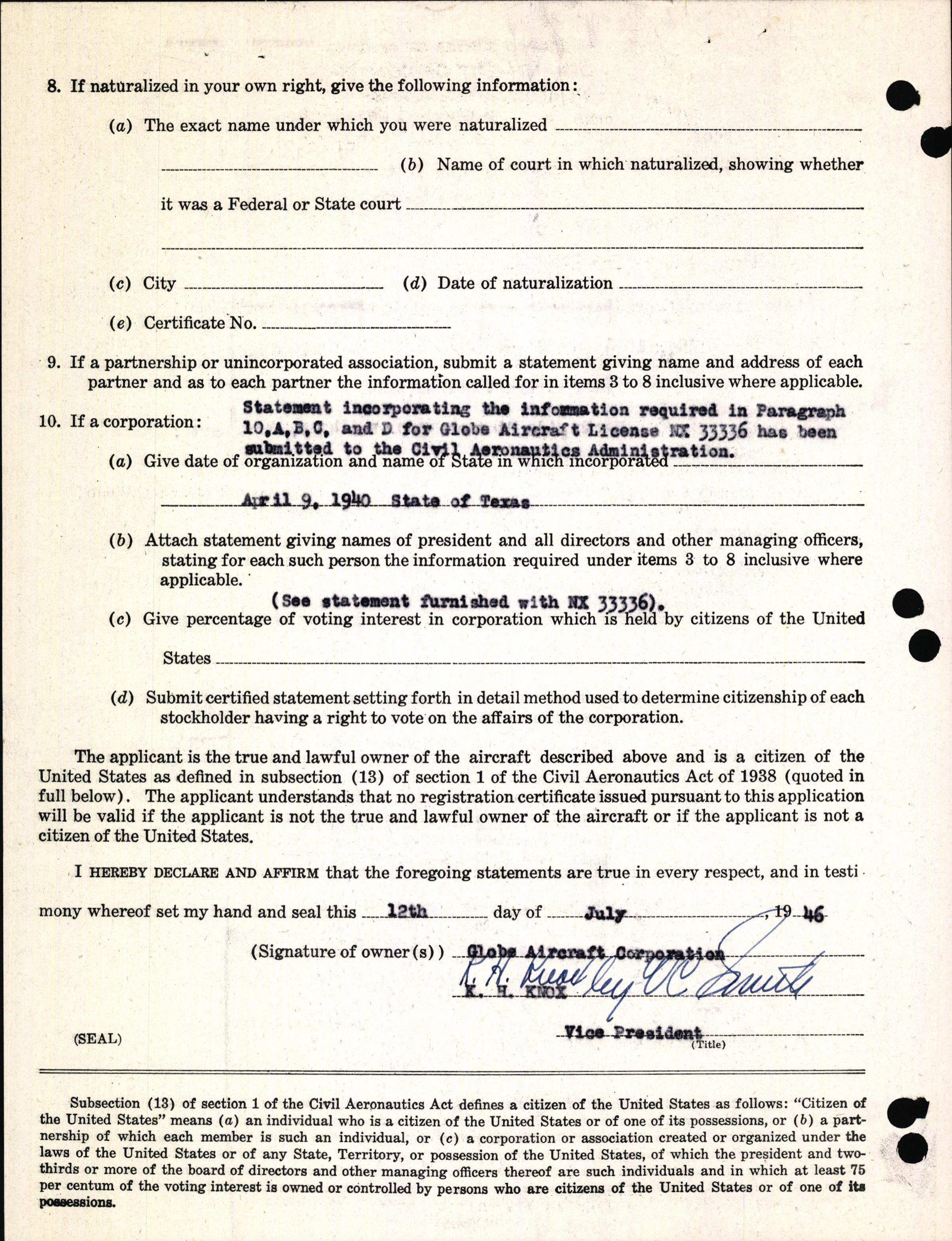 Sample page 4 from AirCorps Library document: Technical Information for Serial Number 1024