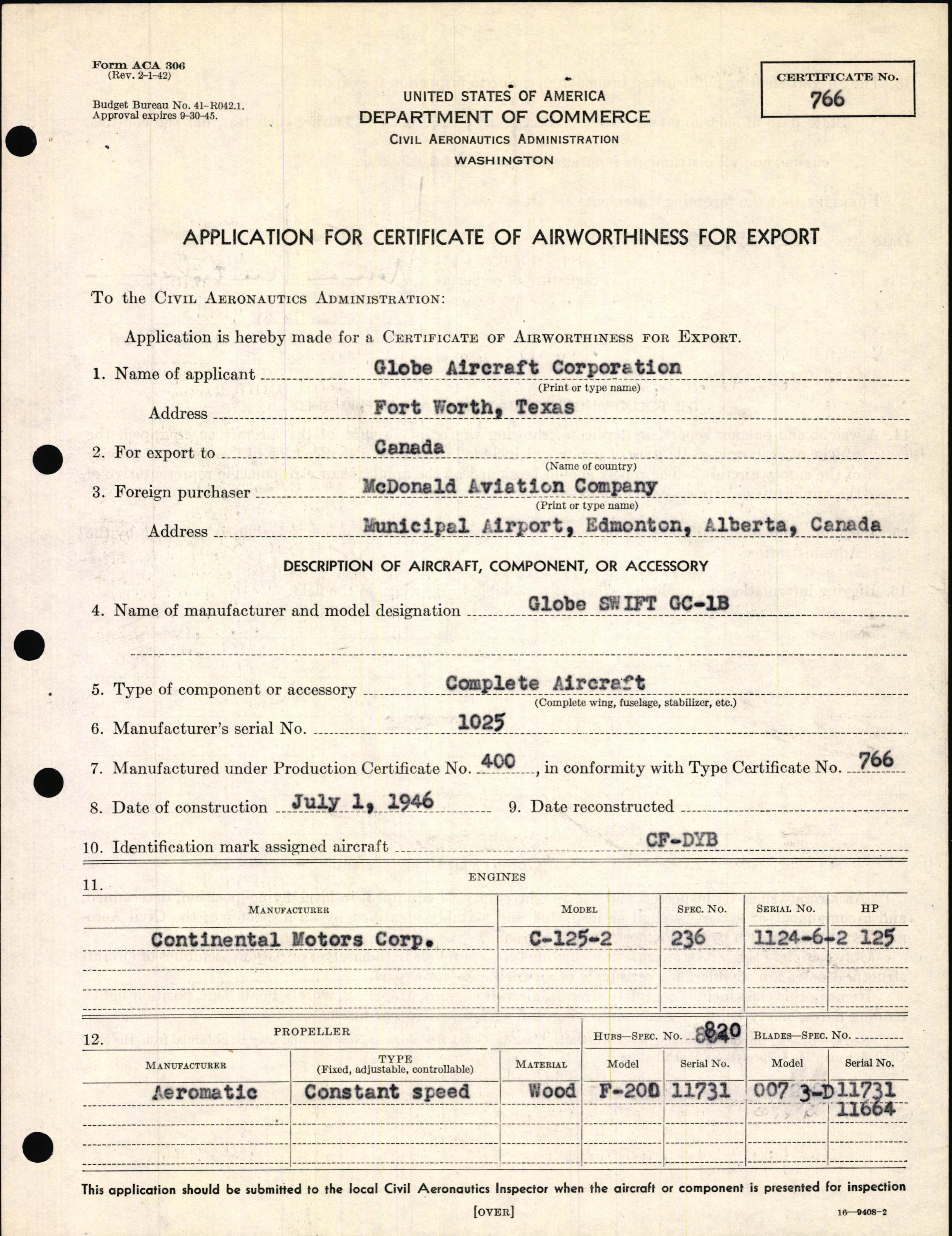 Sample page 7 from AirCorps Library document: Technical Information for Serial Number 1025