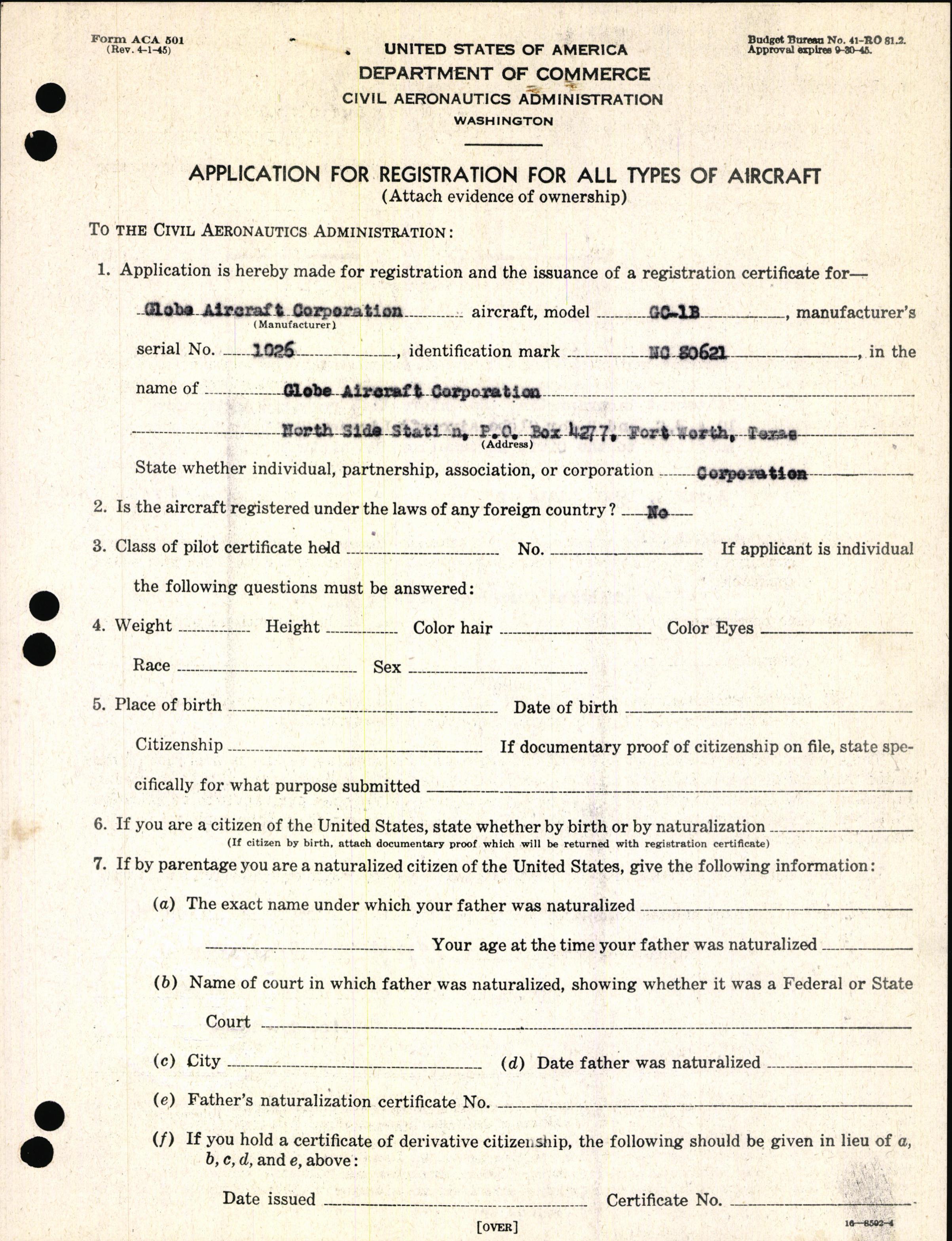 Sample page 3 from AirCorps Library document: Technical Information for Serial Number 1026