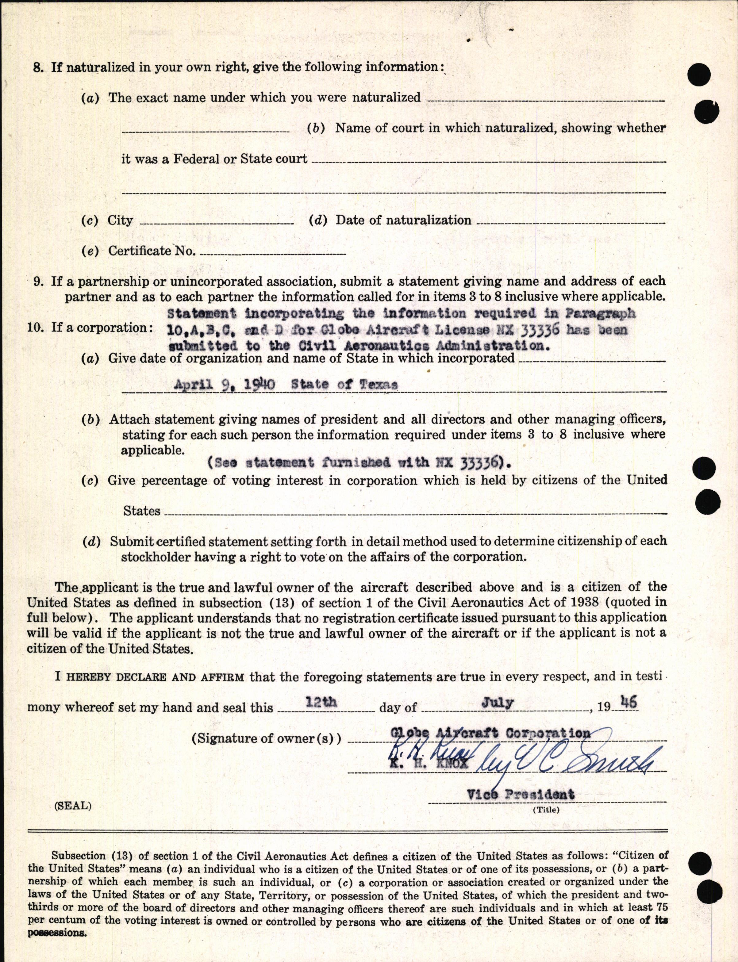 Sample page 4 from AirCorps Library document: Technical Information for Serial Number 1026