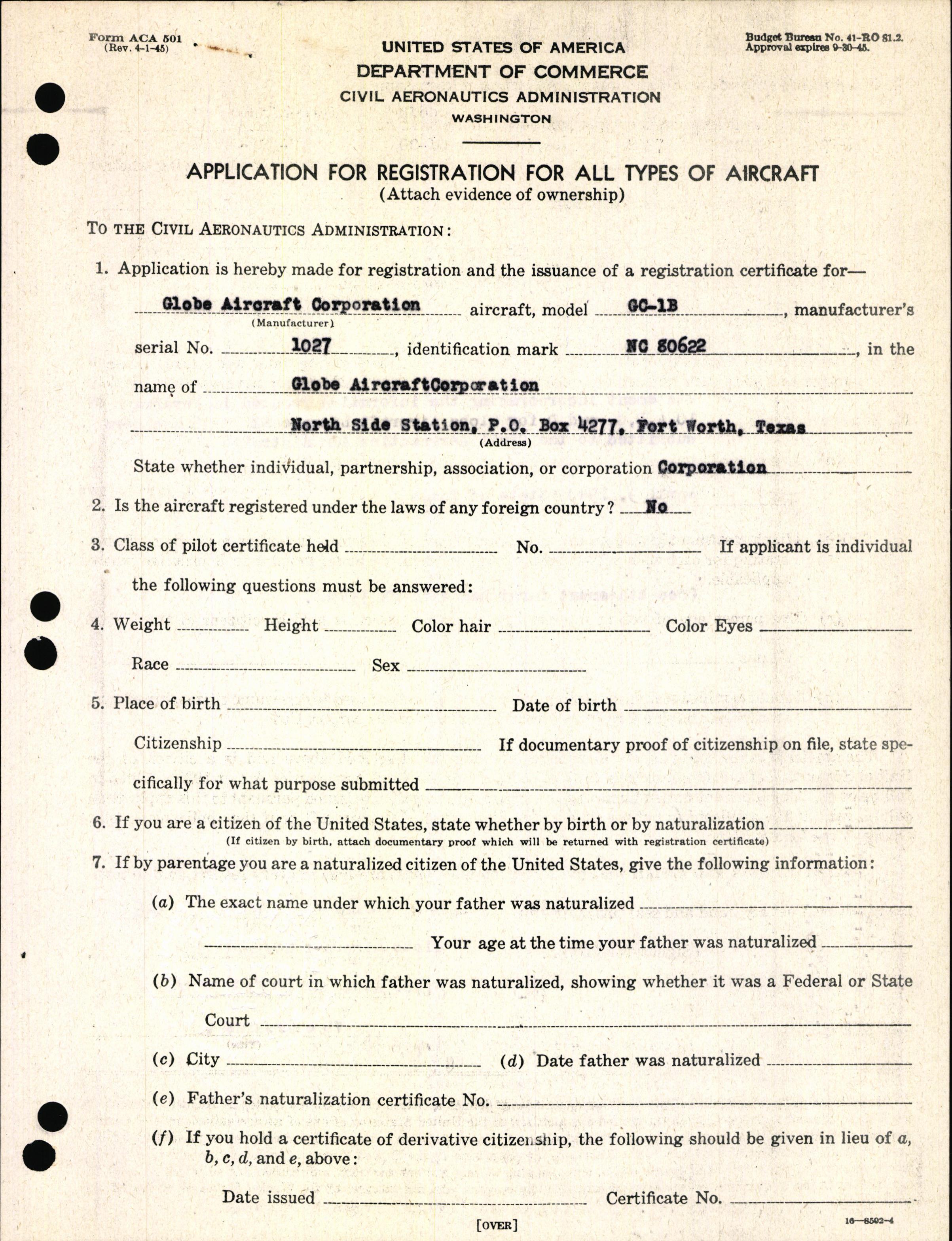 Sample page 3 from AirCorps Library document: Technical Information for Serial Number 1027