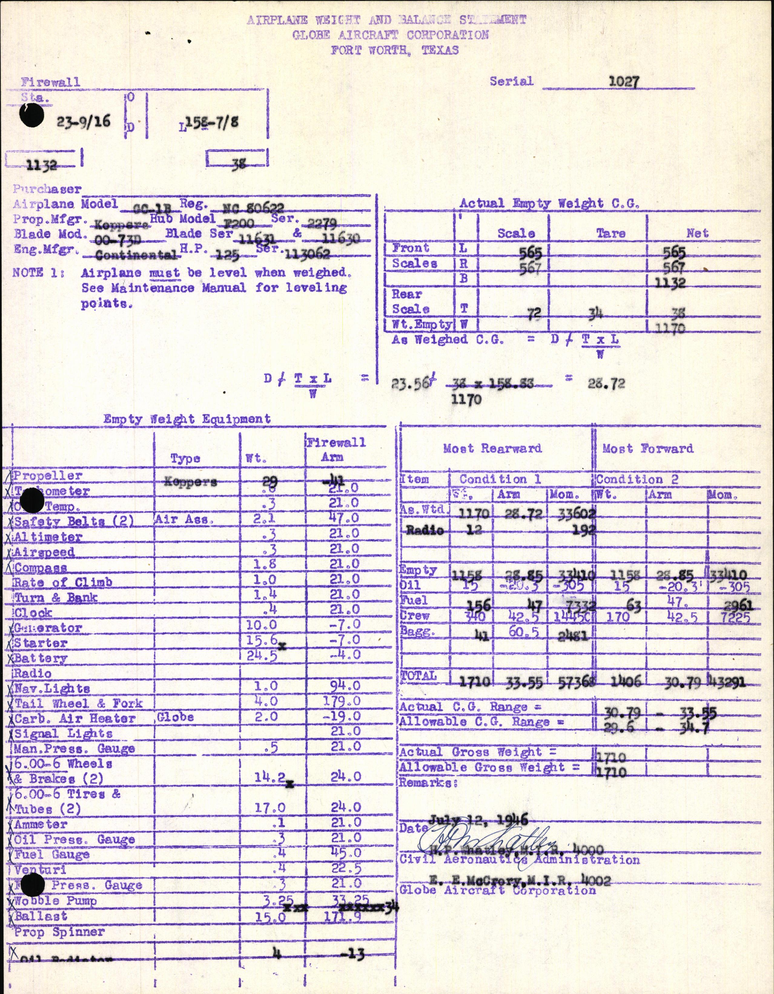 Sample page 5 from AirCorps Library document: Technical Information for Serial Number 1027