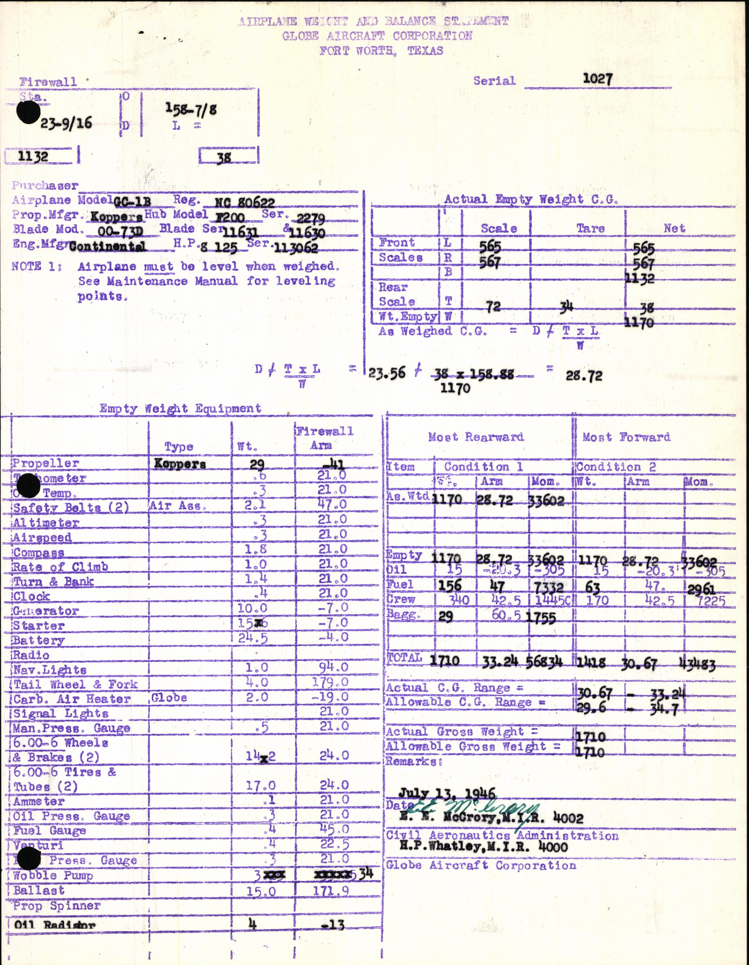 Sample page 7 from AirCorps Library document: Technical Information for Serial Number 1027