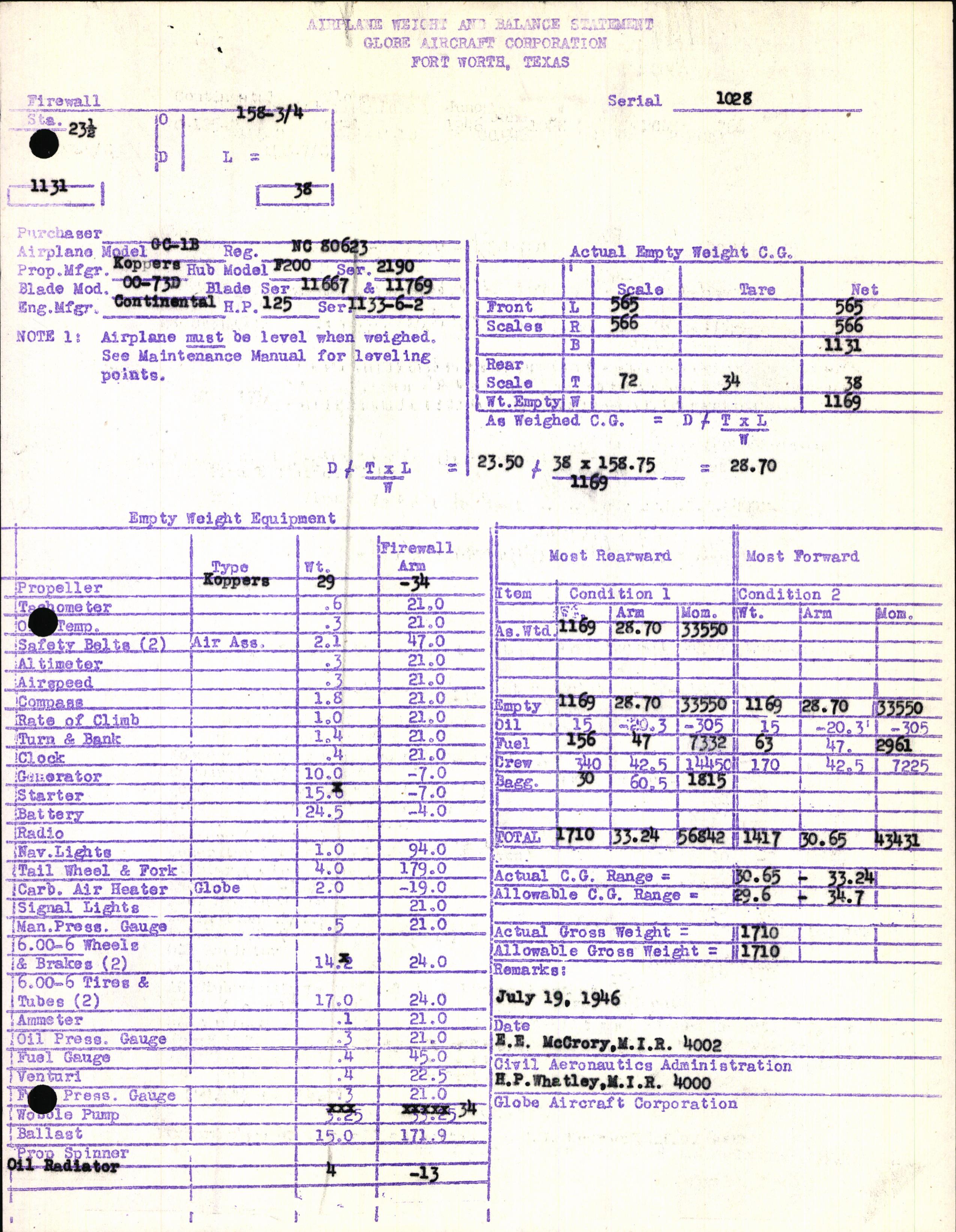 Sample page 5 from AirCorps Library document: Technical Information for Serial Number 1028