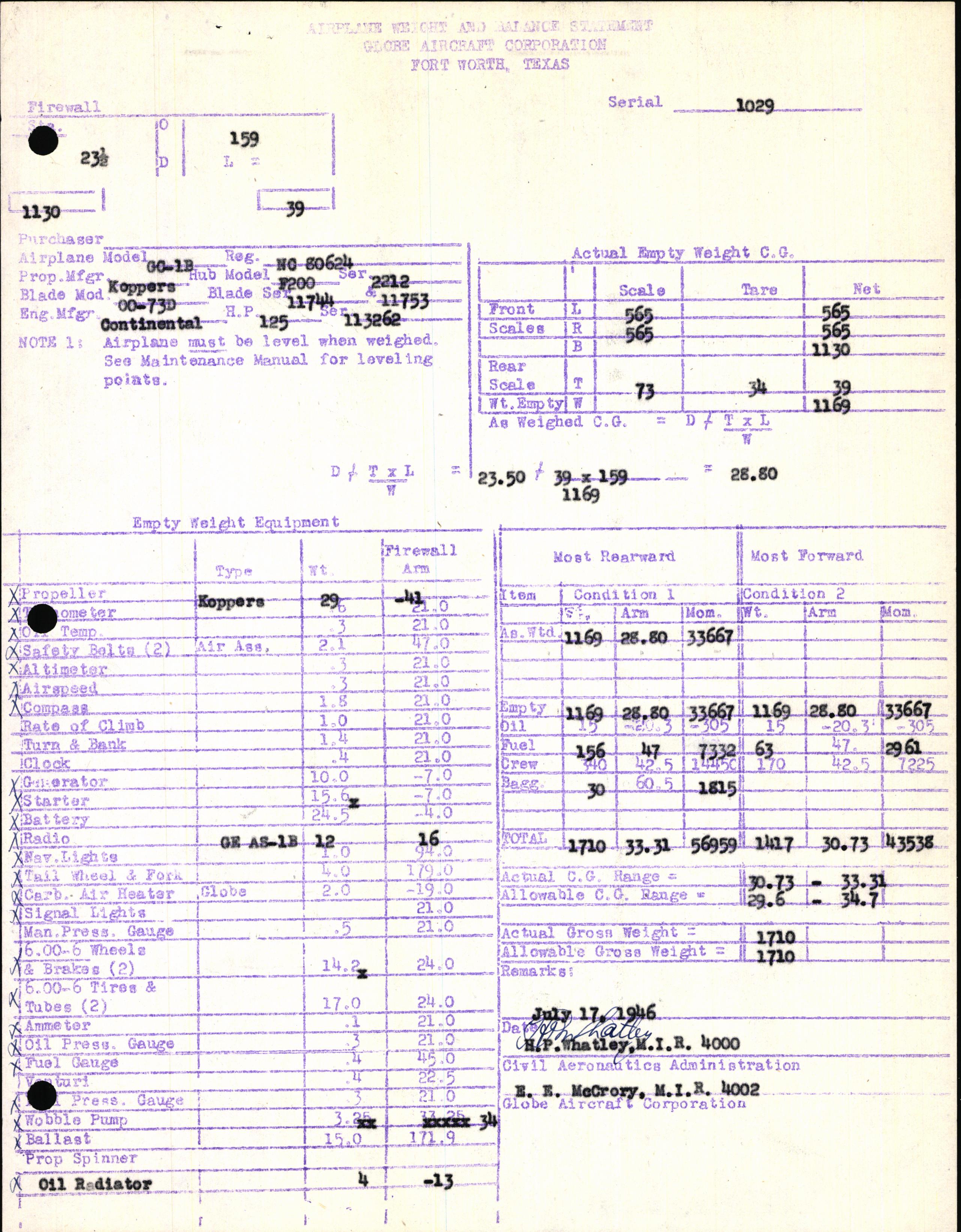 Sample page 5 from AirCorps Library document: Technical Information for Serial Number 1029