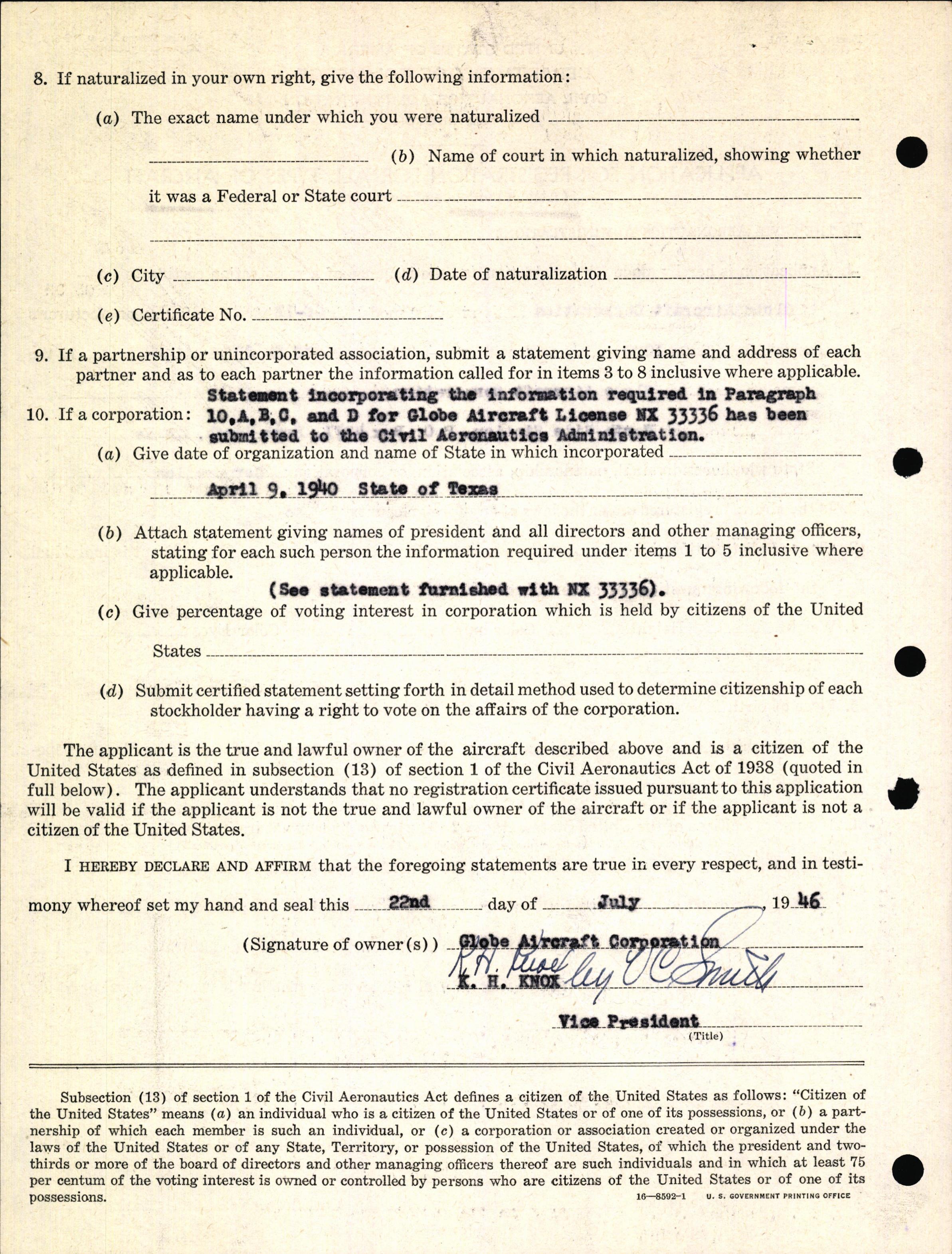 Sample page 4 from AirCorps Library document: Technical Information for Serial Number 1030