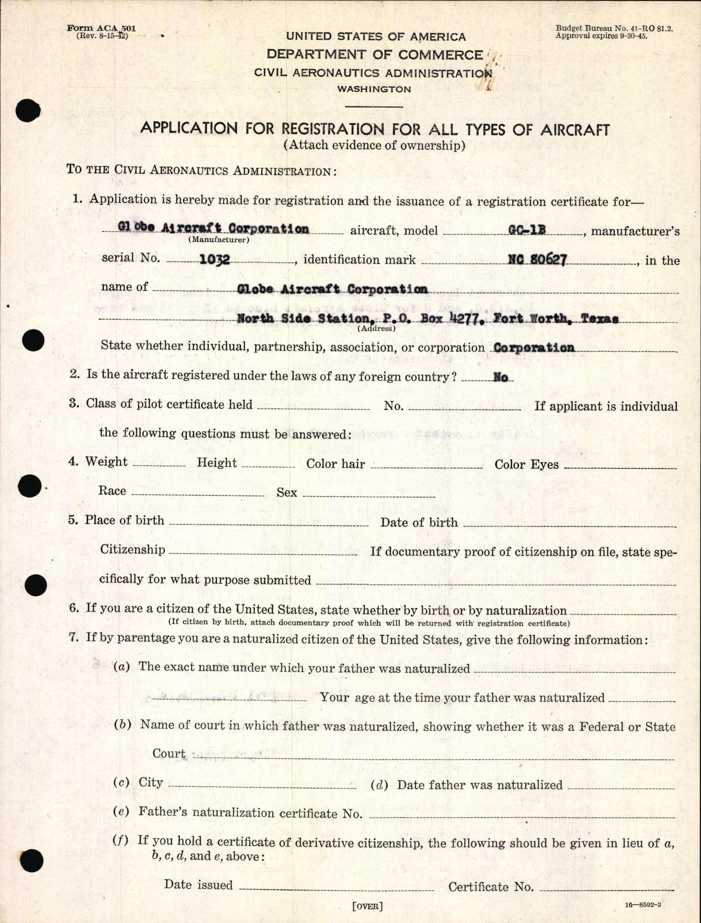 Sample page 3 from AirCorps Library document: Technical Information for Serial Number 1032