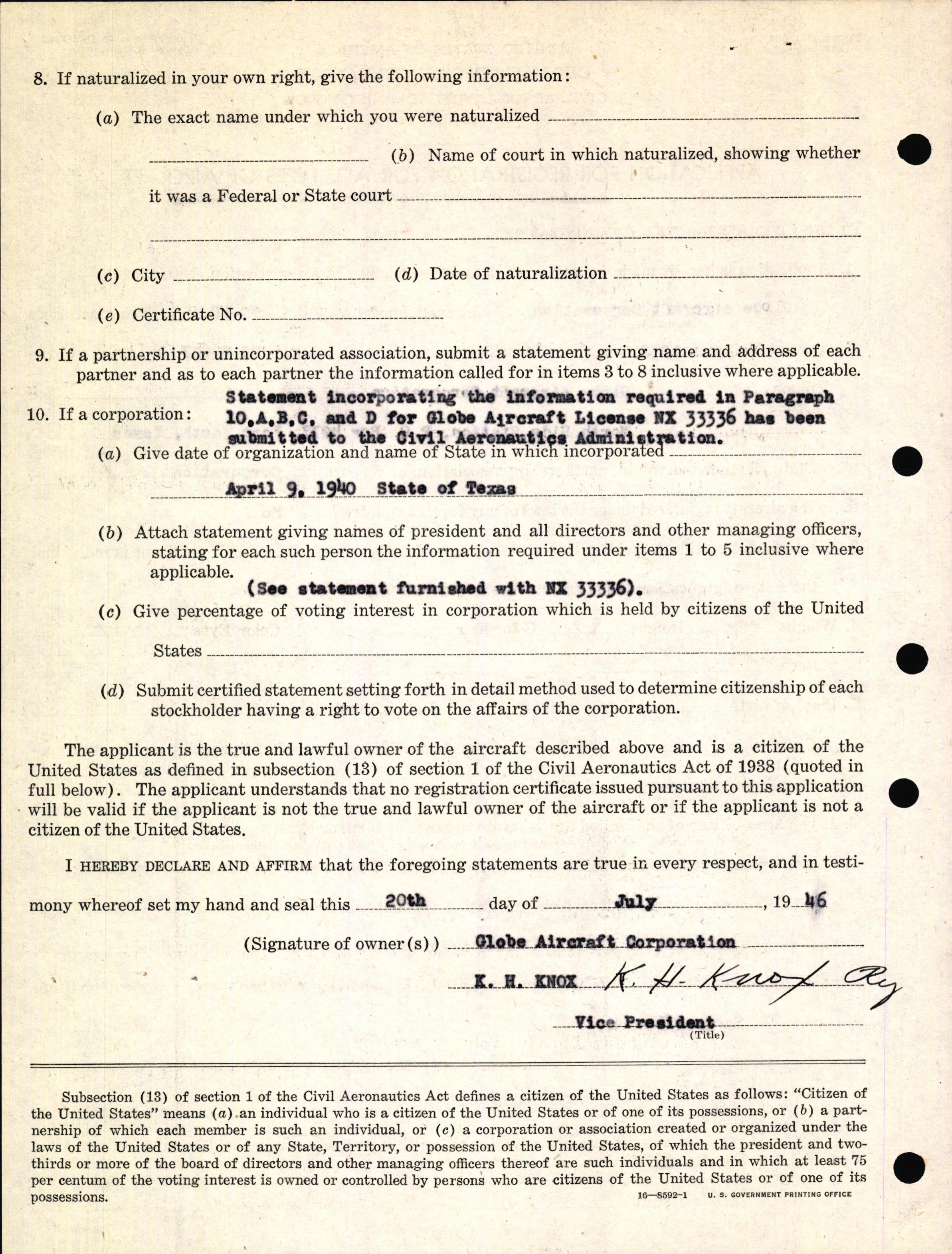 Sample page 4 from AirCorps Library document: Technical Information for Serial Number 1032