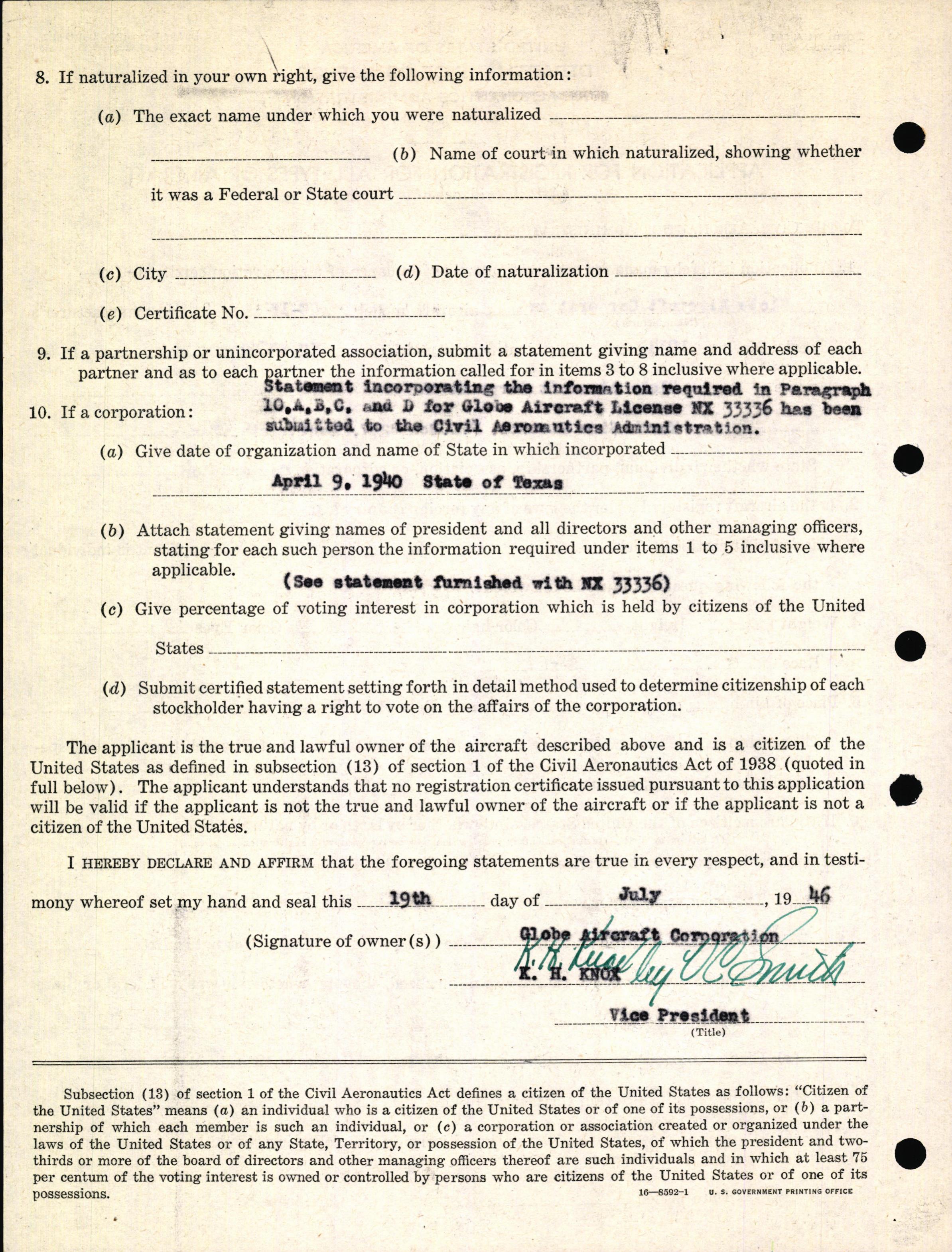 Sample page 4 from AirCorps Library document: Technical Information for Serial Number 1034