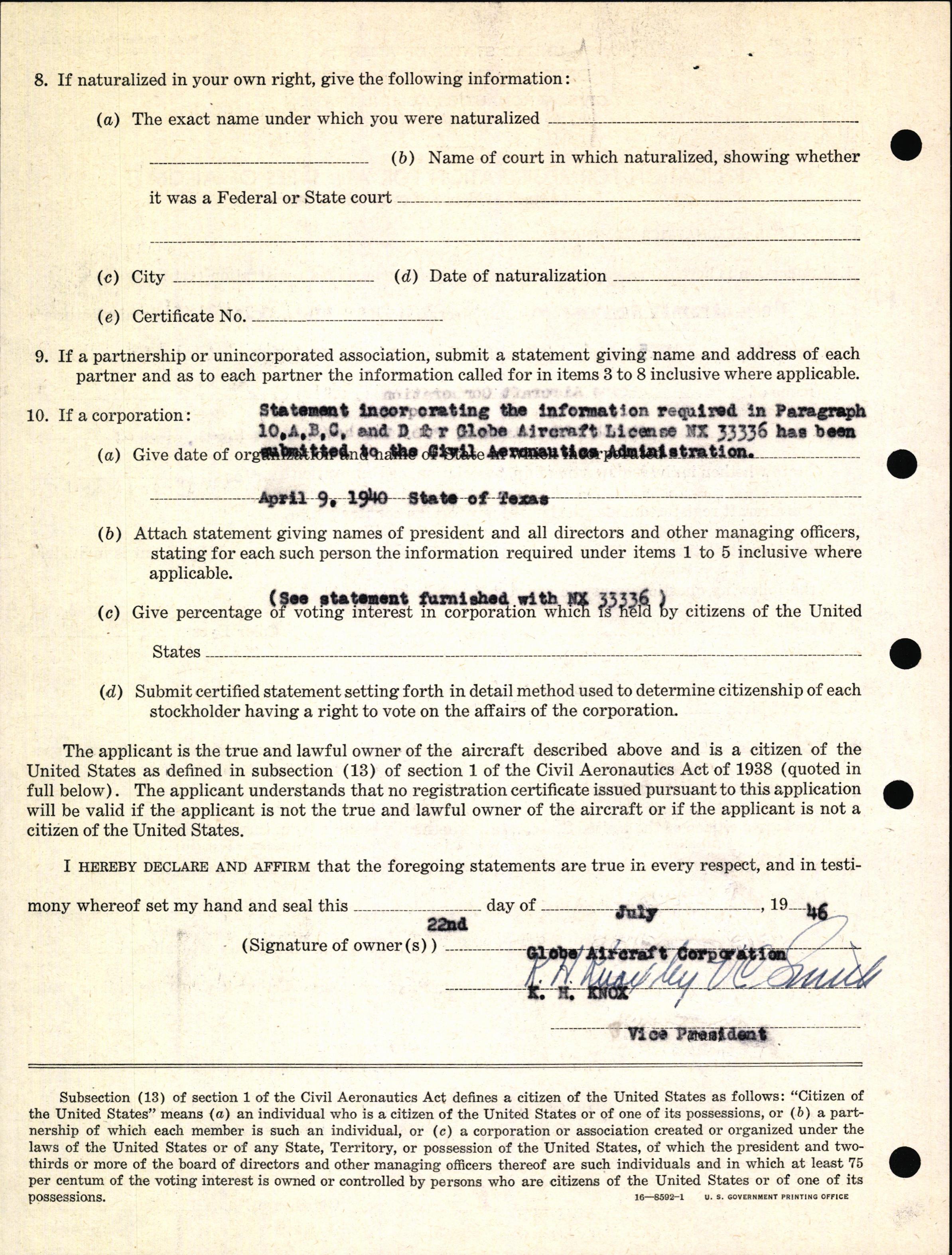 Sample page 4 from AirCorps Library document: Technical Information for Serial Number 1035