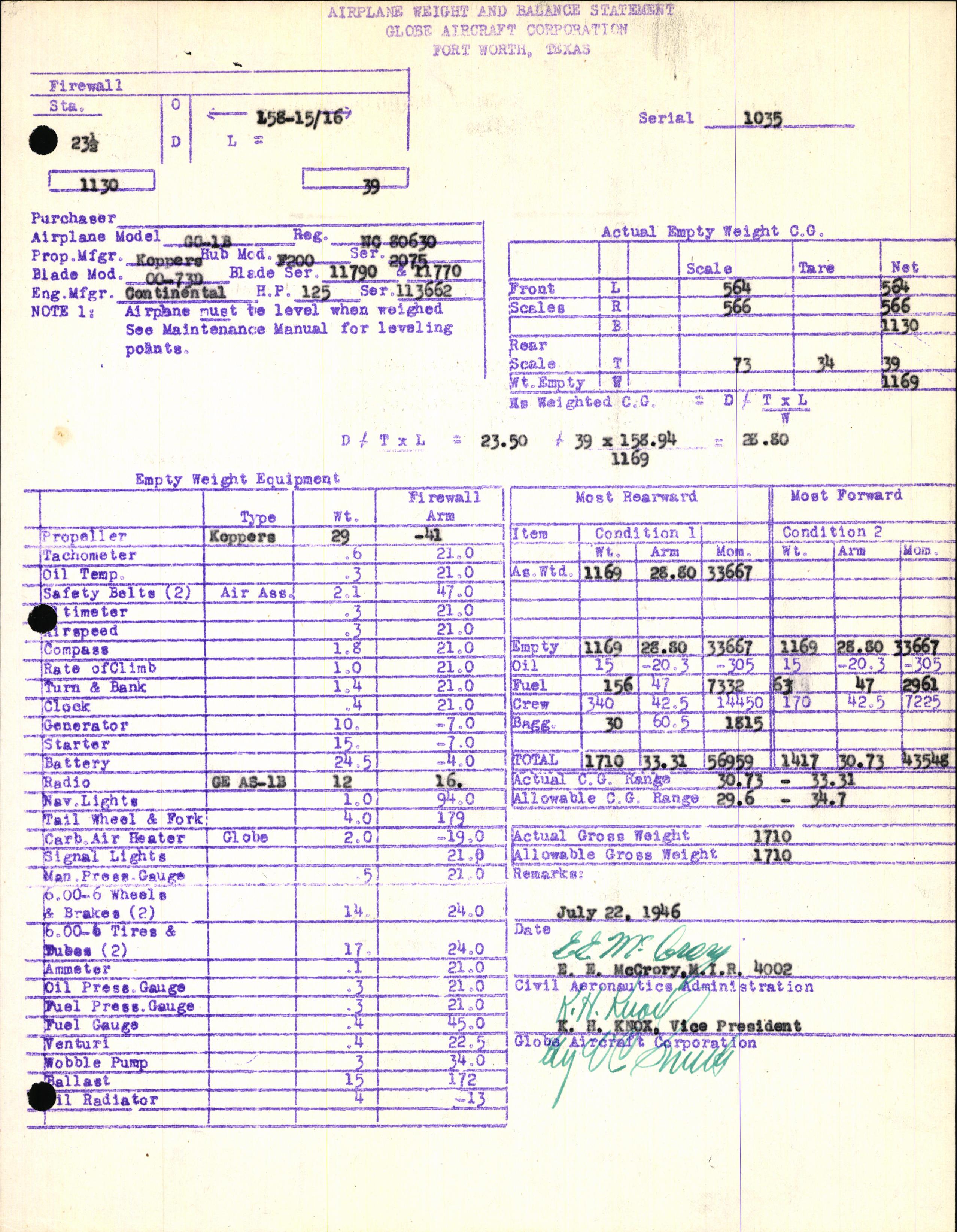 Sample page 7 from AirCorps Library document: Technical Information for Serial Number 1035