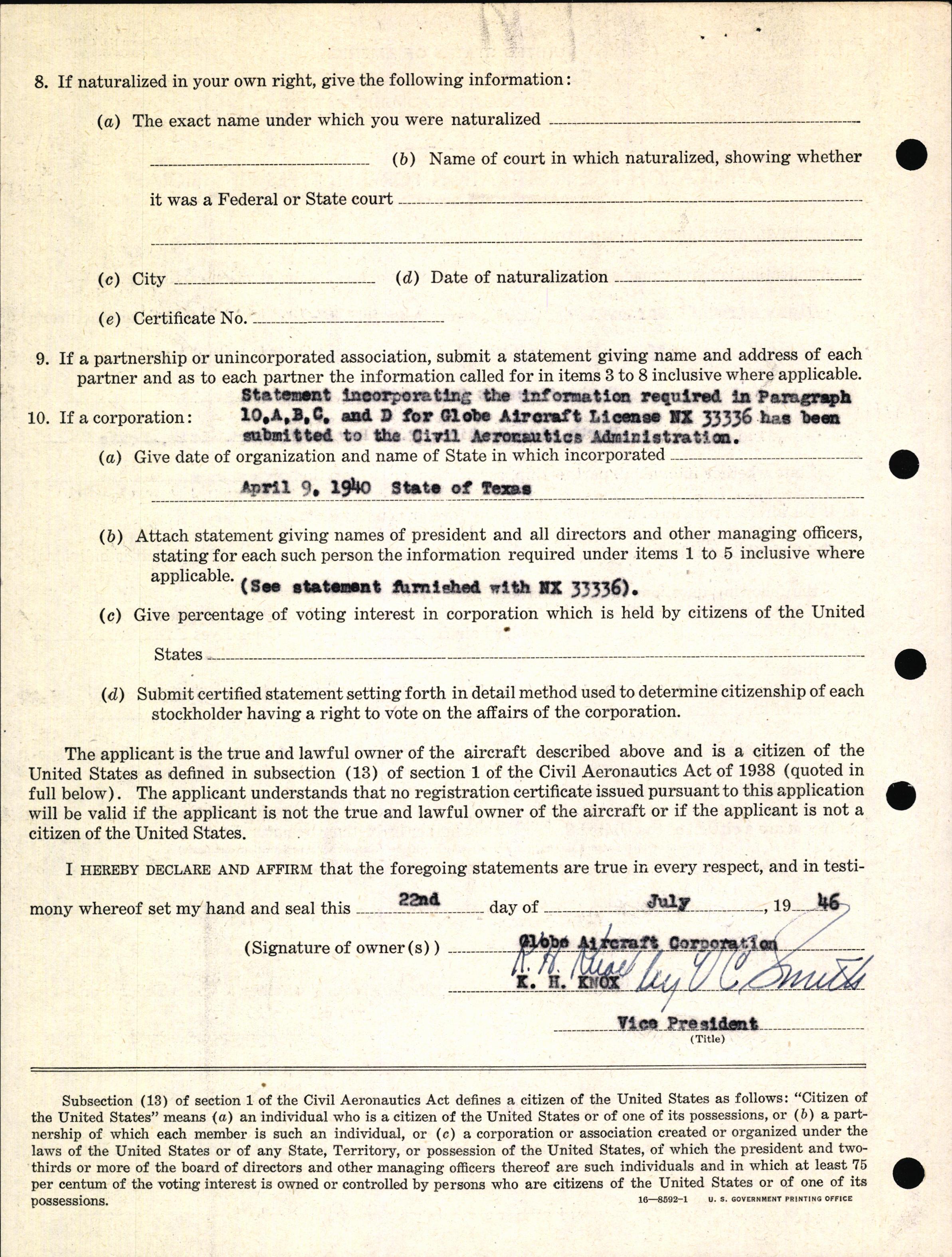 Sample page 4 from AirCorps Library document: Technical Information for Serial Number 1036