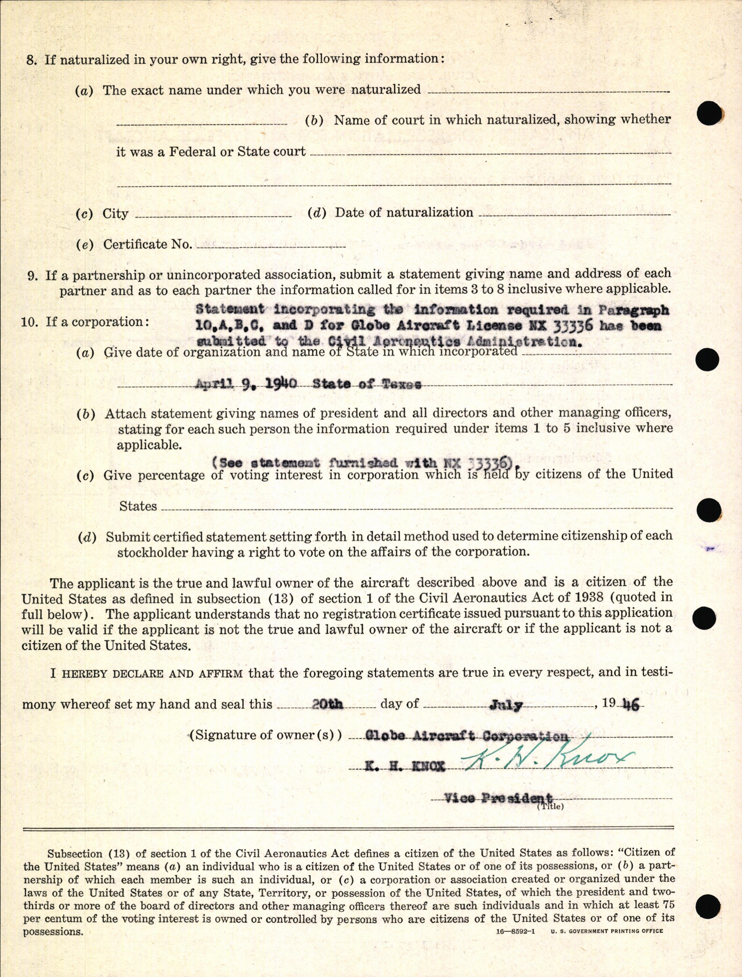 Sample page 4 from AirCorps Library document: Technical Information for Serial Number 1037
