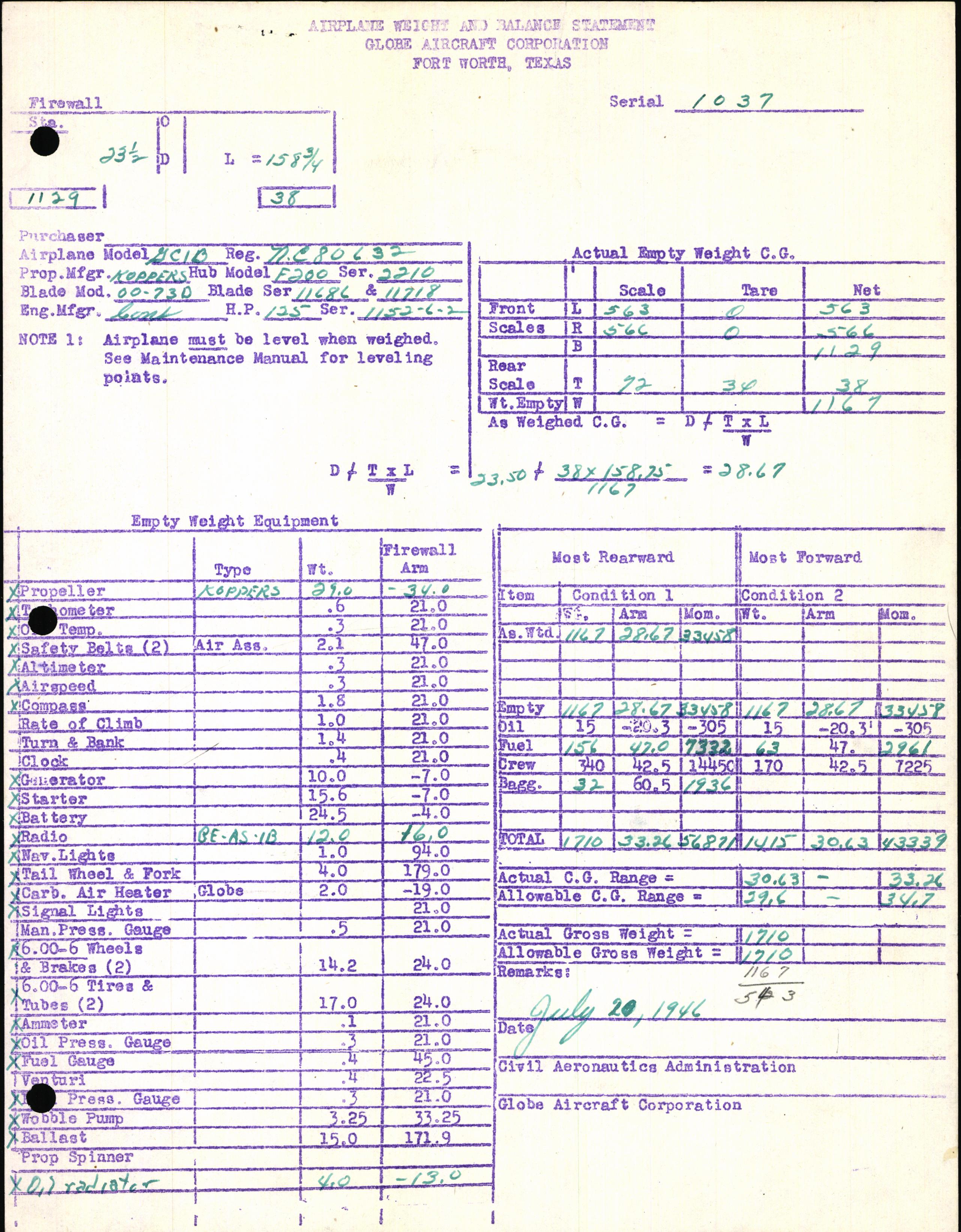 Sample page 5 from AirCorps Library document: Technical Information for Serial Number 1037