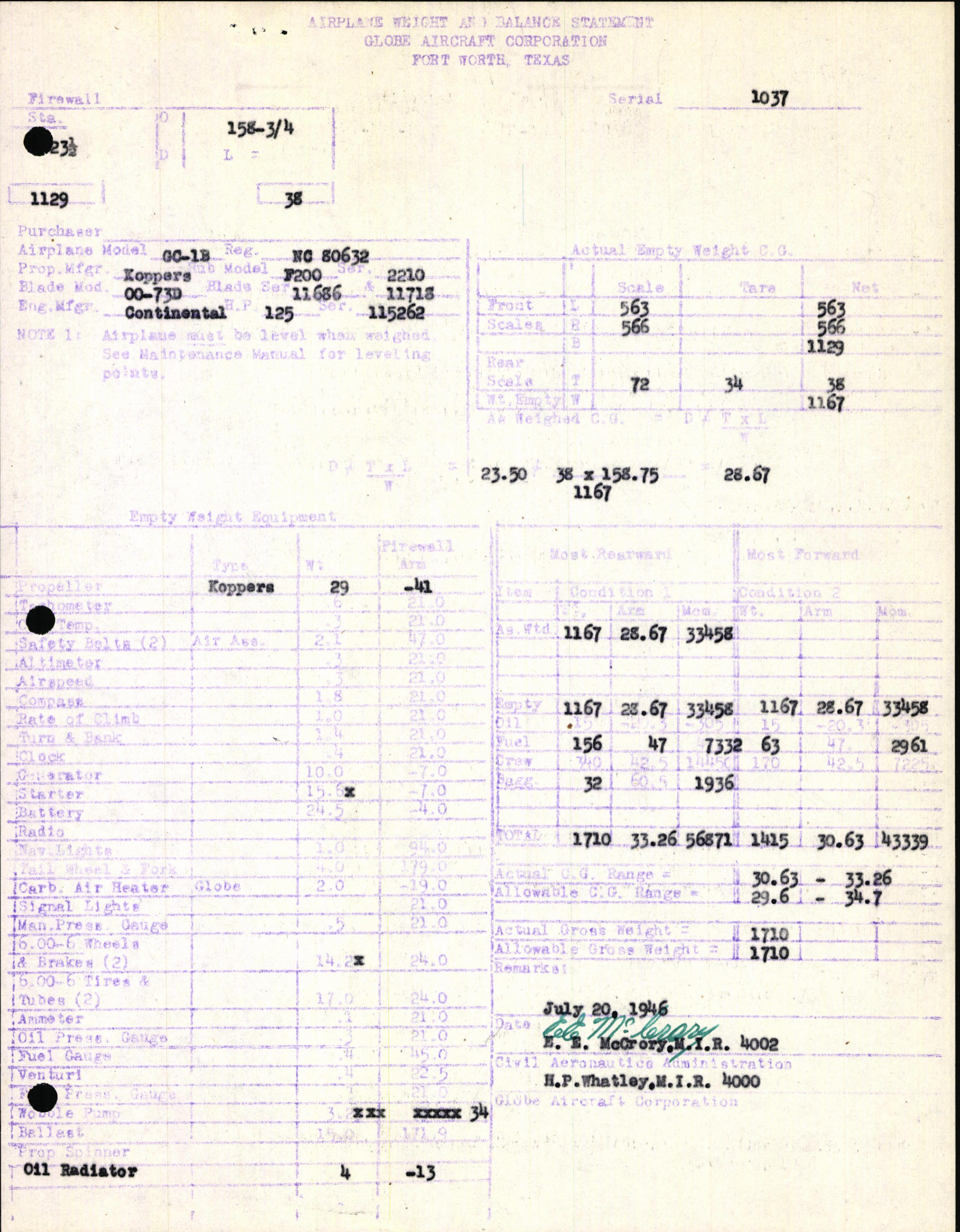 Sample page 7 from AirCorps Library document: Technical Information for Serial Number 1037