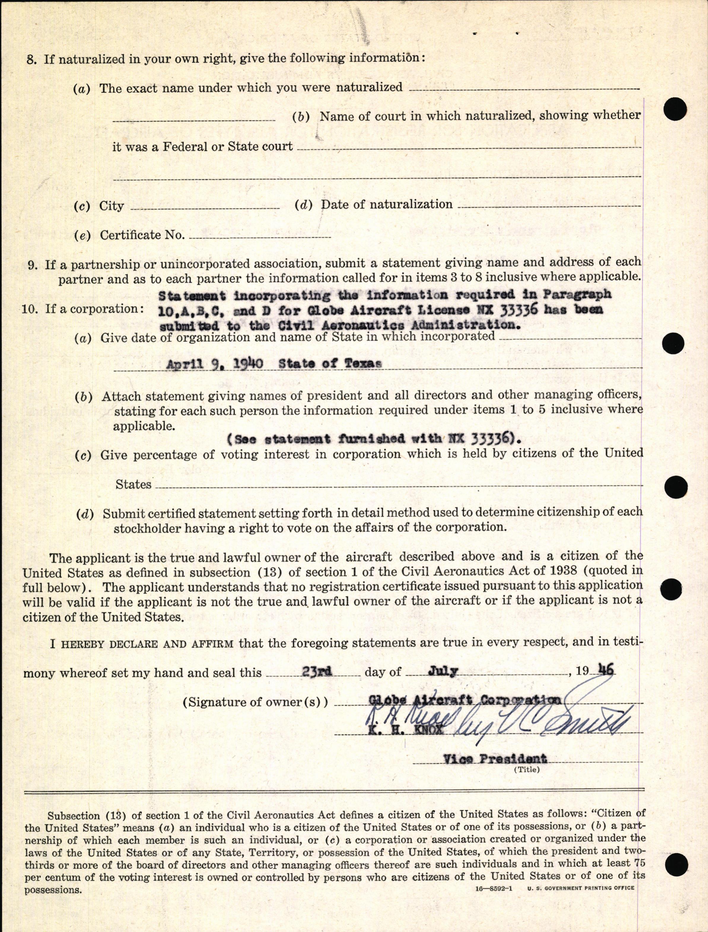 Sample page 4 from AirCorps Library document: Technical Information for Serial Number 1038