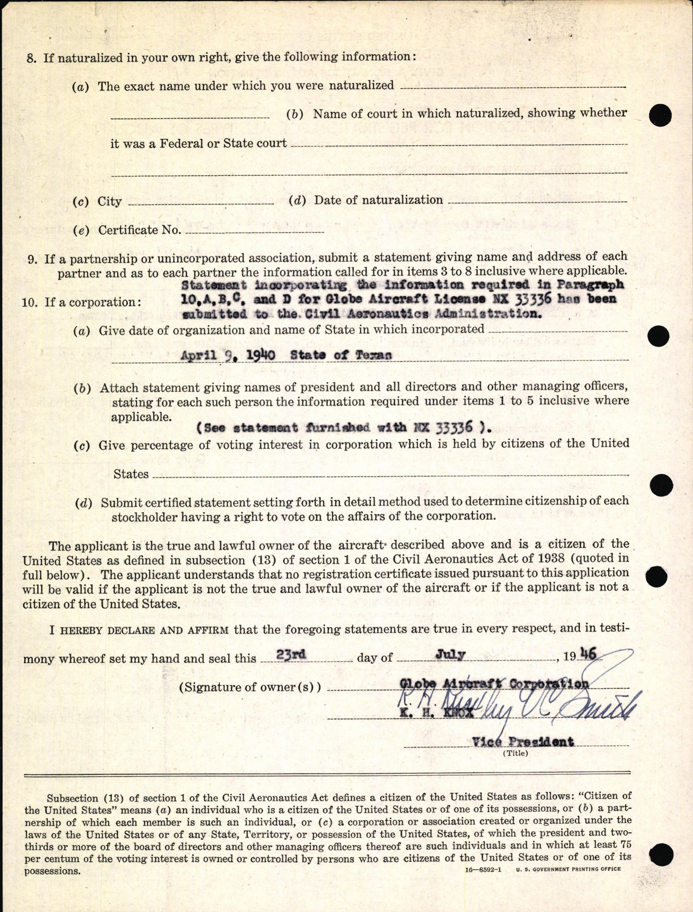 Sample page 4 from AirCorps Library document: Technical Information for Serial Number 1039