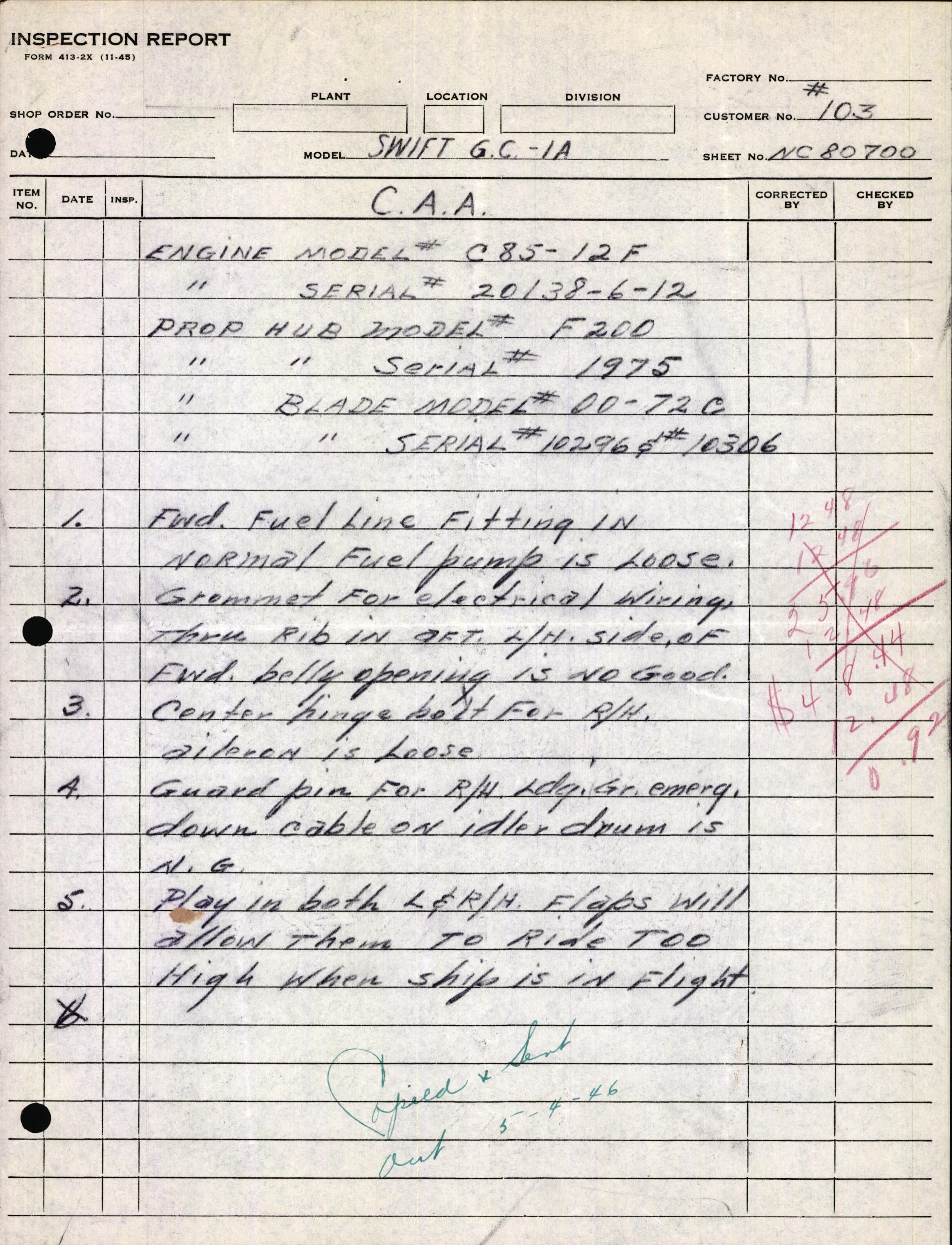 Sample page 9 from AirCorps Library document: Technical Information for Serial Number 103