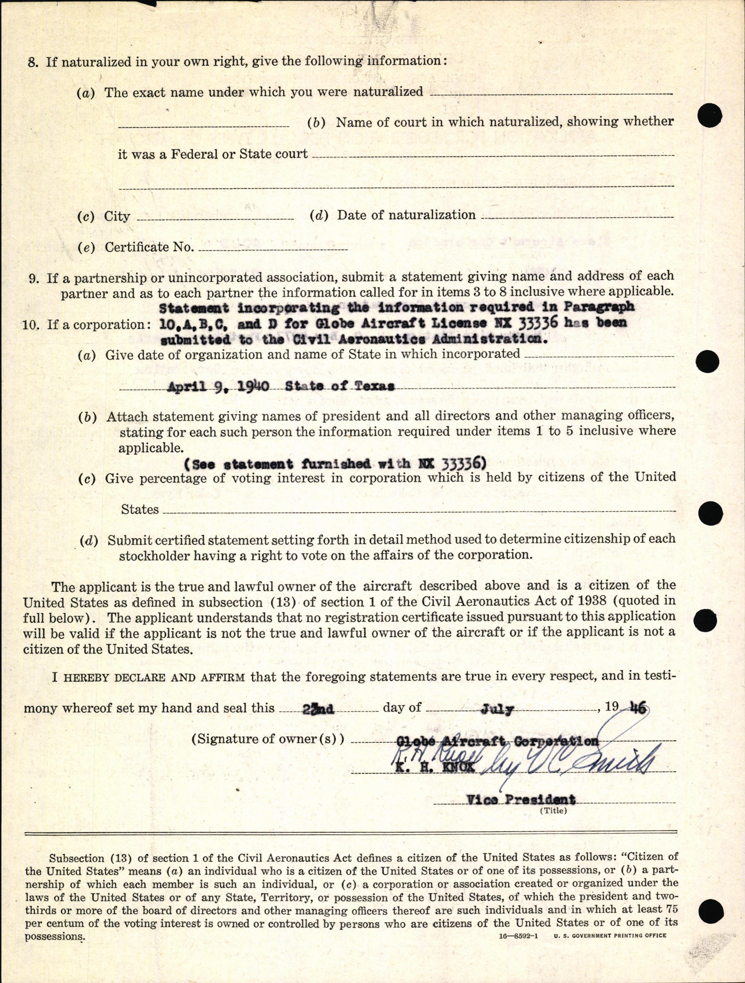 Sample page 4 from AirCorps Library document: Technical Information for Serial Number 1040