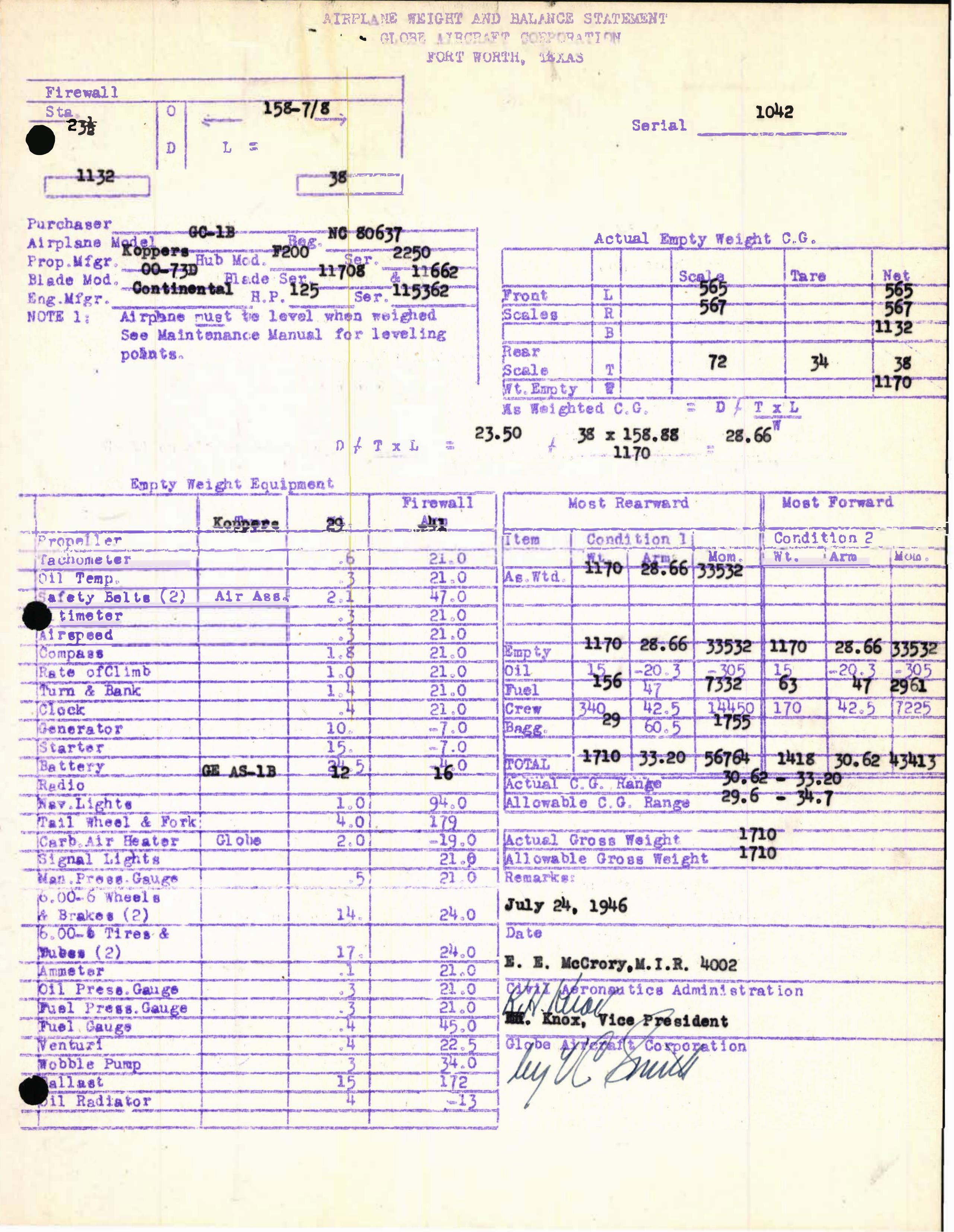 Sample page 5 from AirCorps Library document: Technical Information for Serial Number 1042