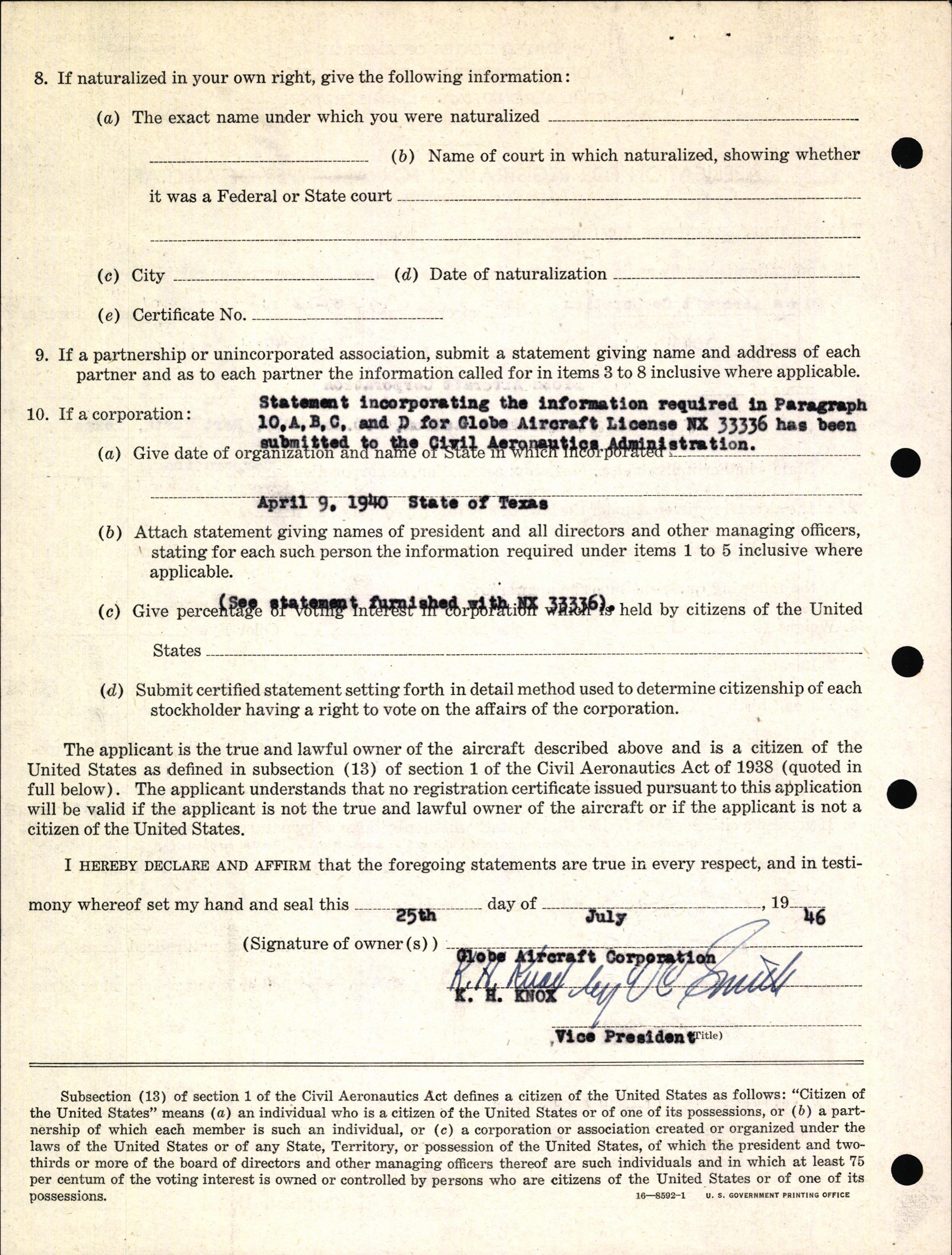 Sample page 4 from AirCorps Library document: Technical Information for Serial Number 1045