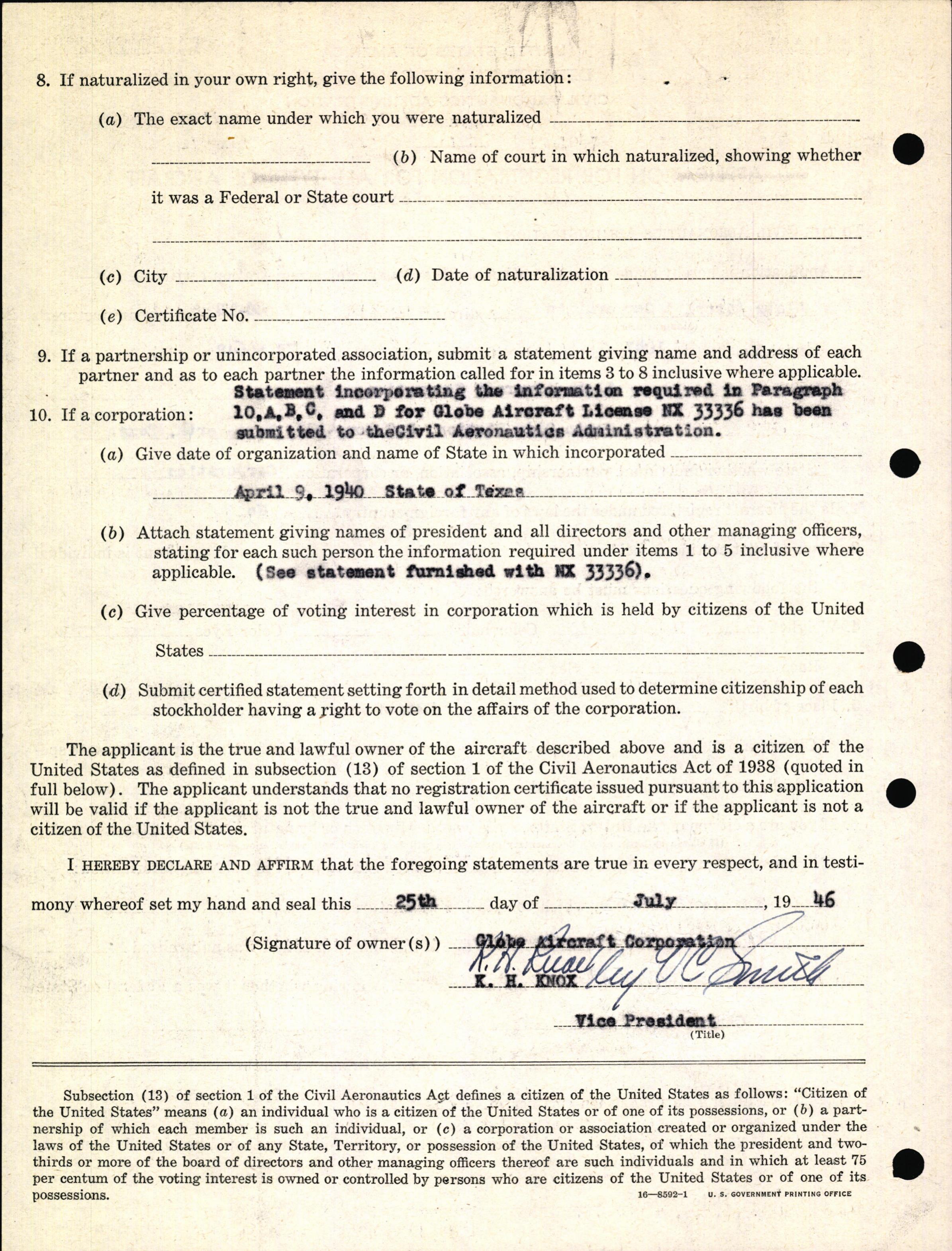 Sample page 4 from AirCorps Library document: Technical Information for Serial Number 1047