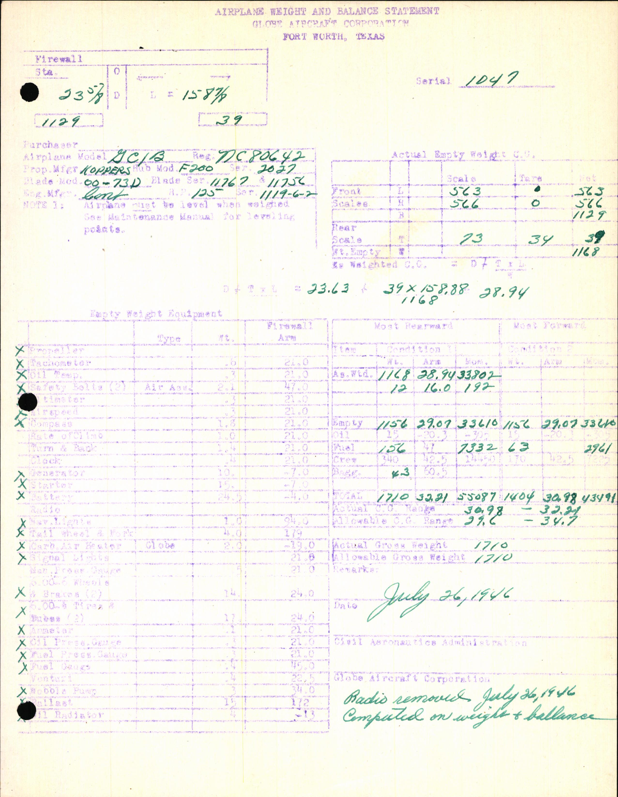 Sample page 7 from AirCorps Library document: Technical Information for Serial Number 1047