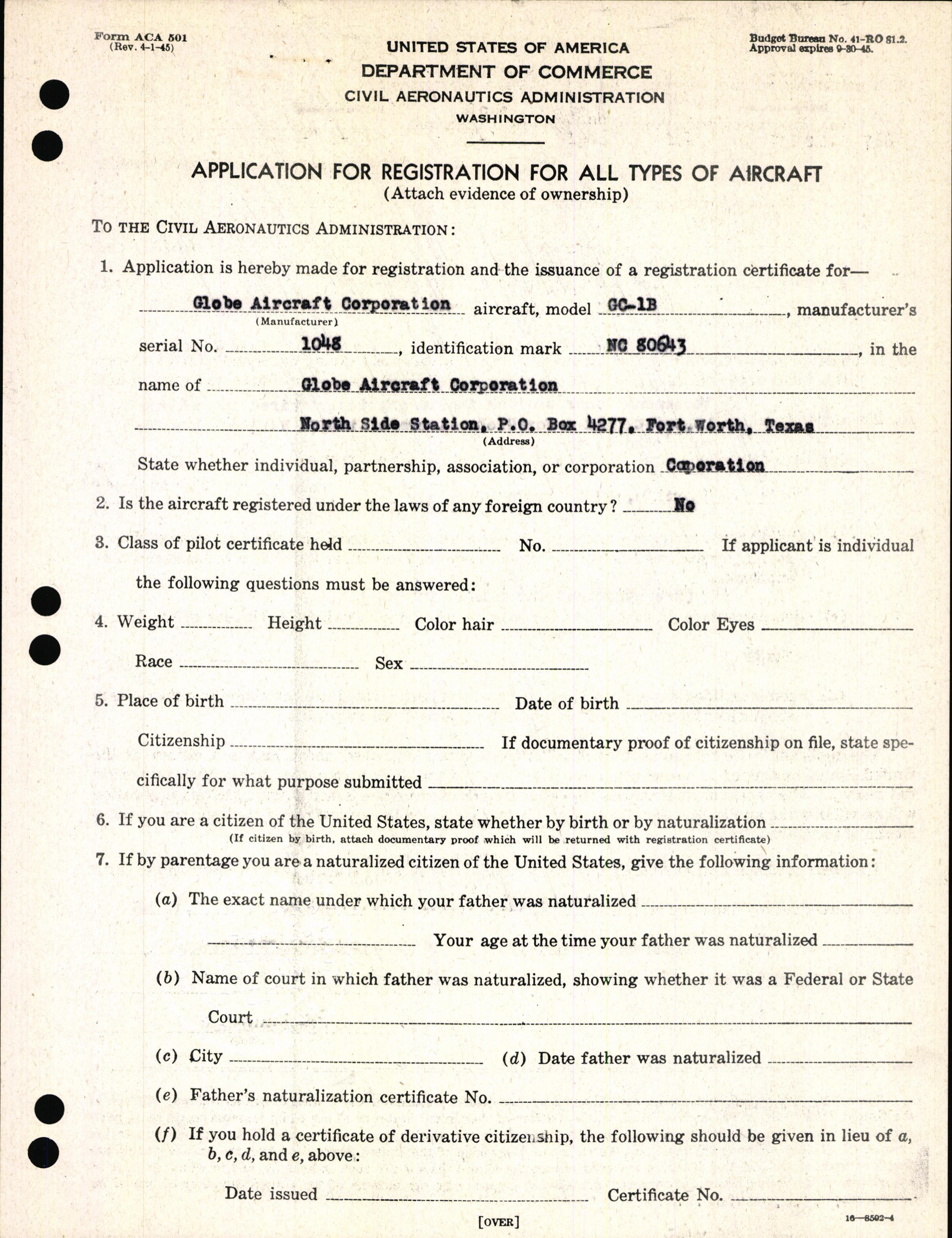 Sample page 3 from AirCorps Library document: Technical Information for Serial Number 1048