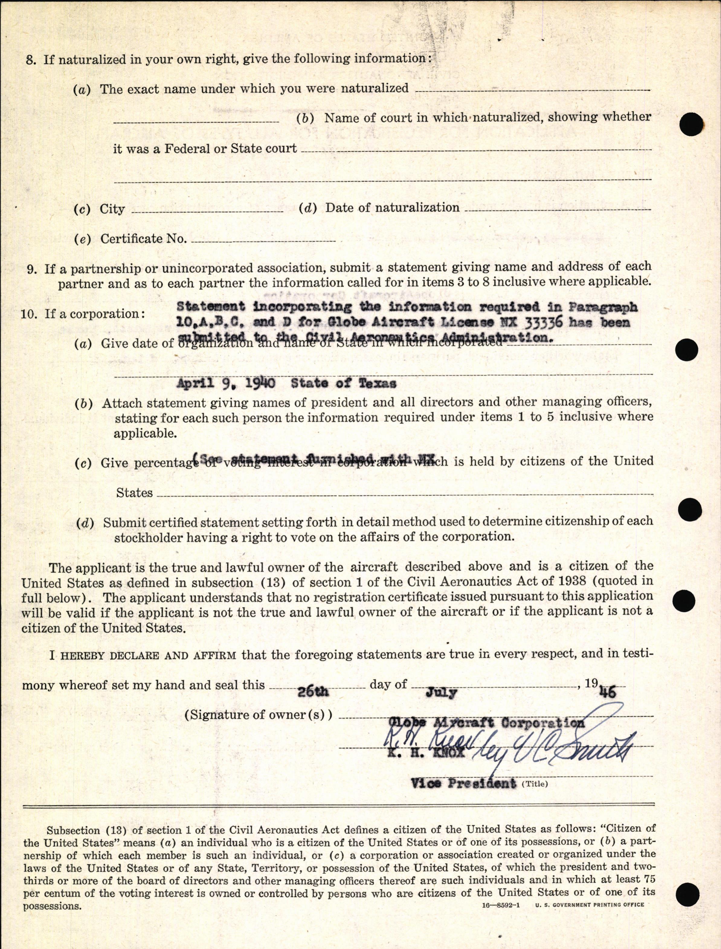 Sample page 4 from AirCorps Library document: Technical Information for Serial Number 1049